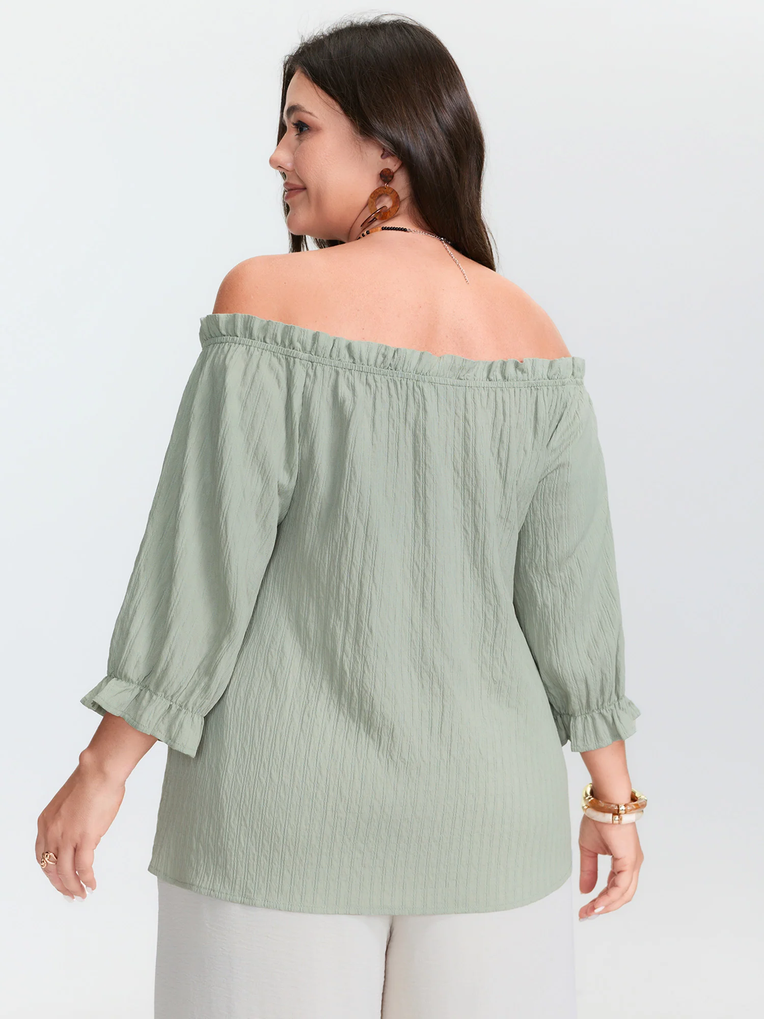 Ruffled Off-Shoulder Neckline Blouse - Image 4