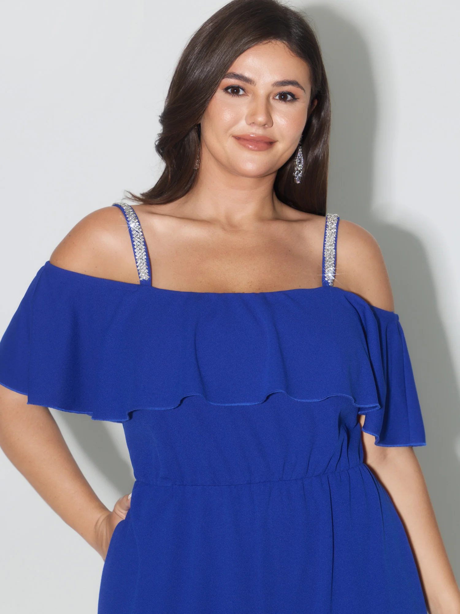 Ruffled Off-Shoulder Waist-Defining Jumpsuit - Image 2