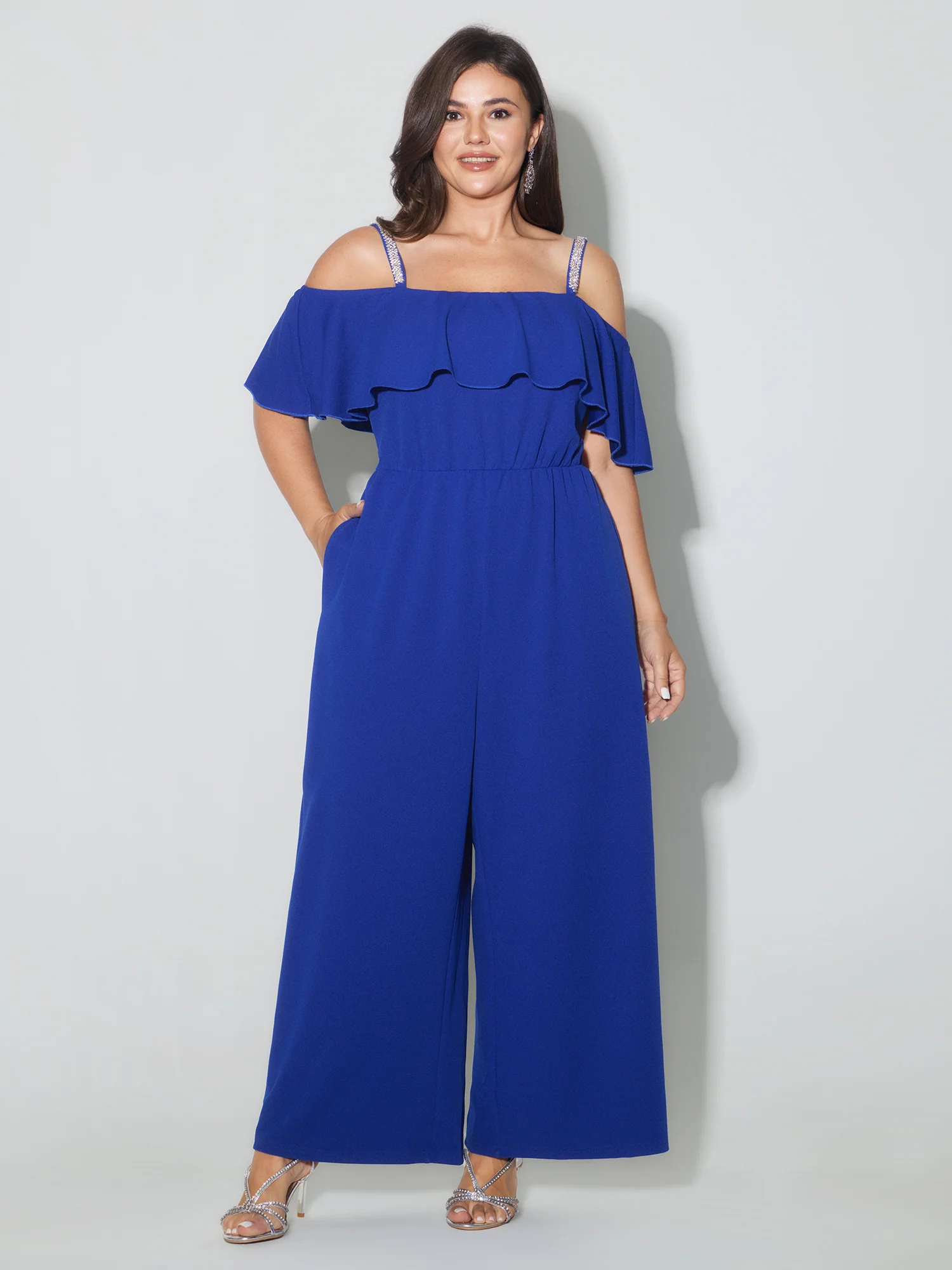Ruffled Off-Shoulder Waist-Defining Jumpsuit - Image 3