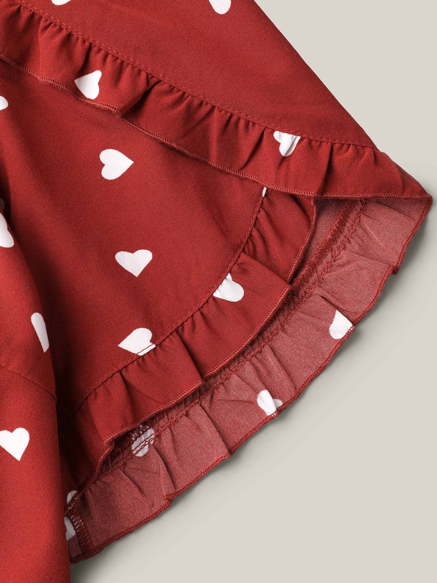 Ruffled Overlap Sleeve Heart Pattern Blouse - Image 5