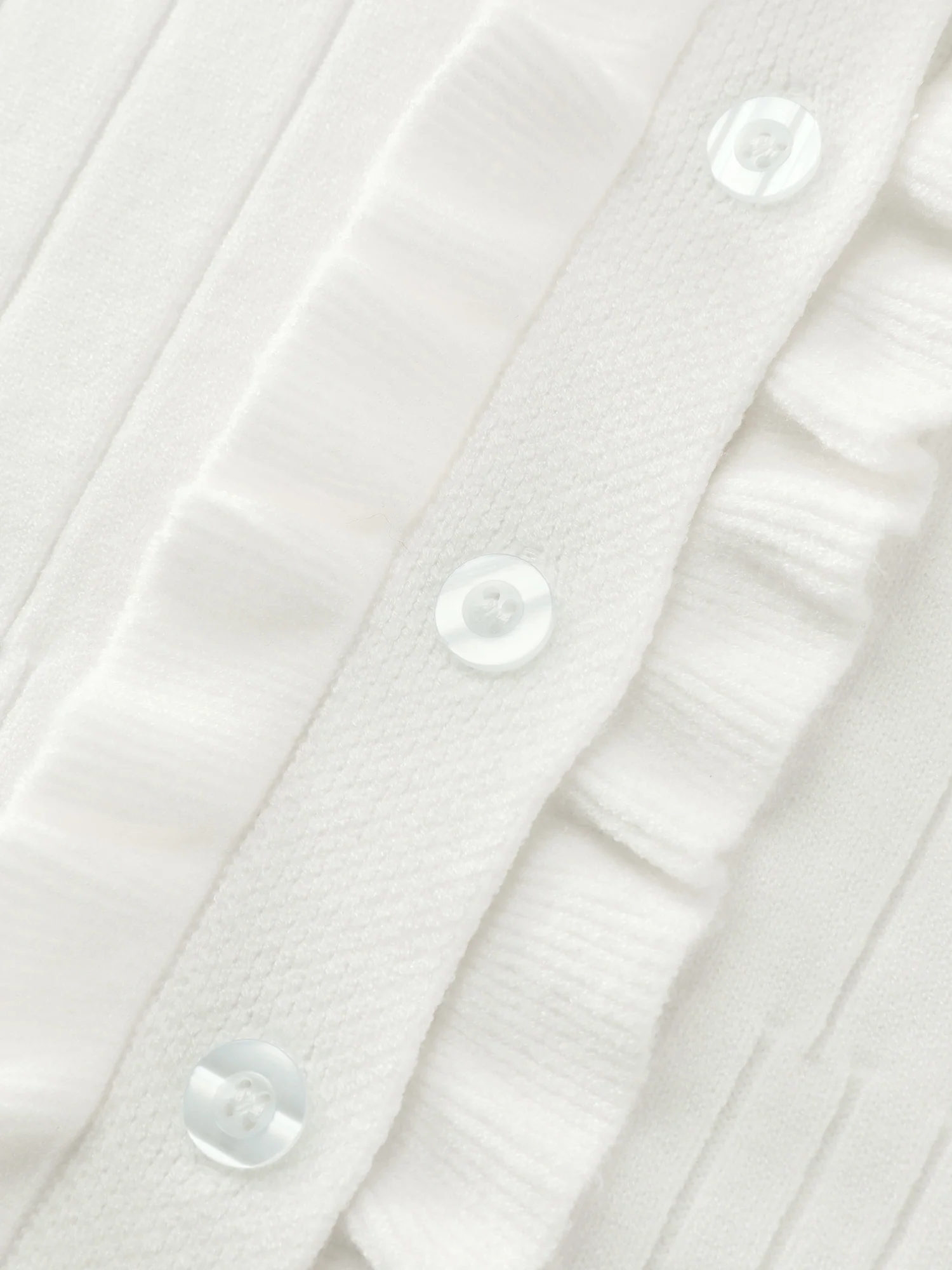 Ruffled Placket Striped Texture Knit Cardigan - Image 5