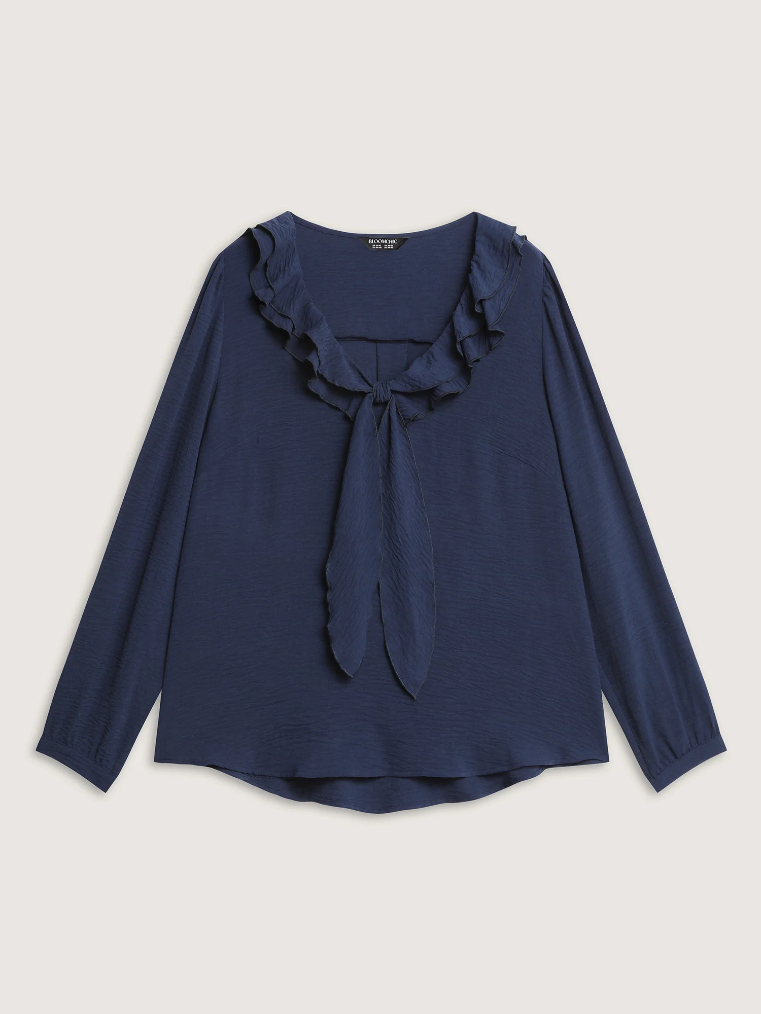 Ruffled Ribbon Neckline Pleated Blouse - Image 7