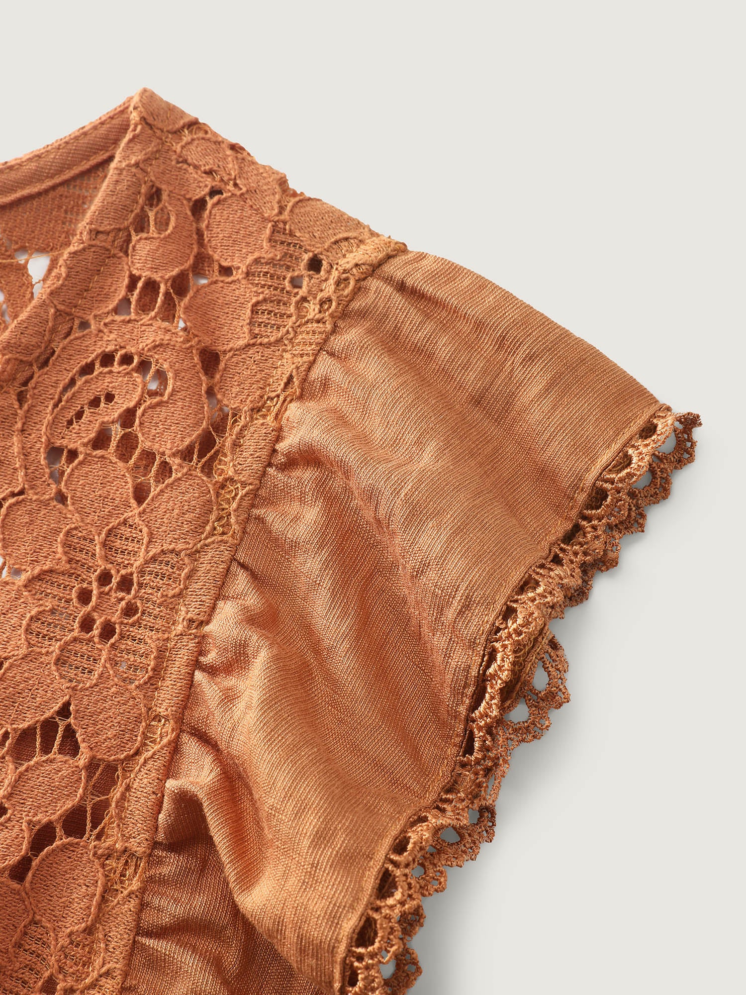 Ruffled Sleeve Button Detail Lace Tank Top - Image 6