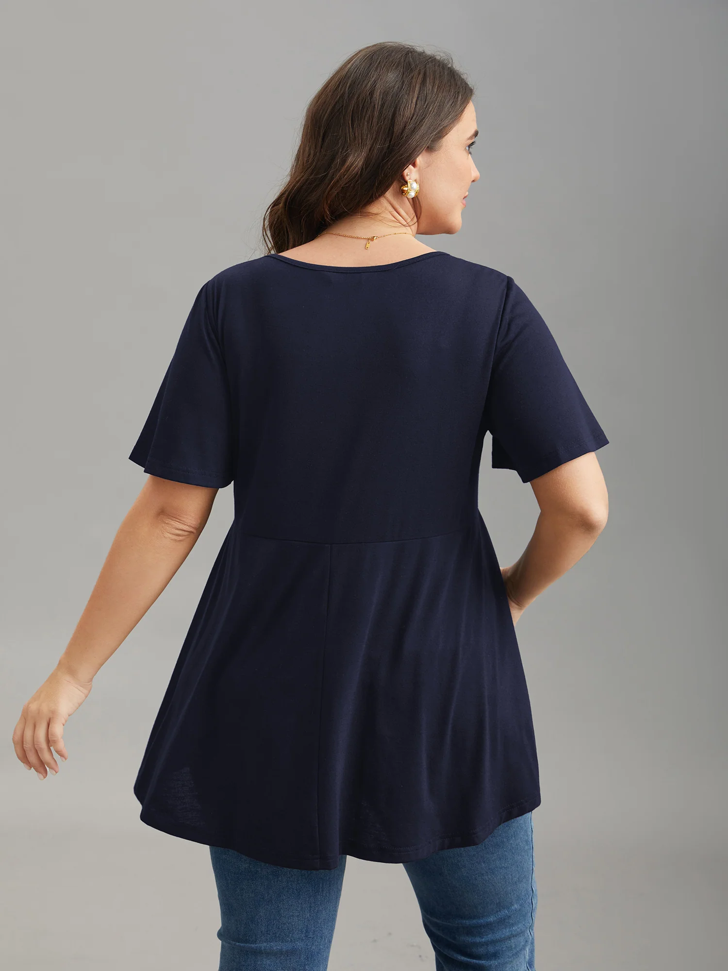 Ruffled Sleeve Round Neck Babydoll Top - Image 13