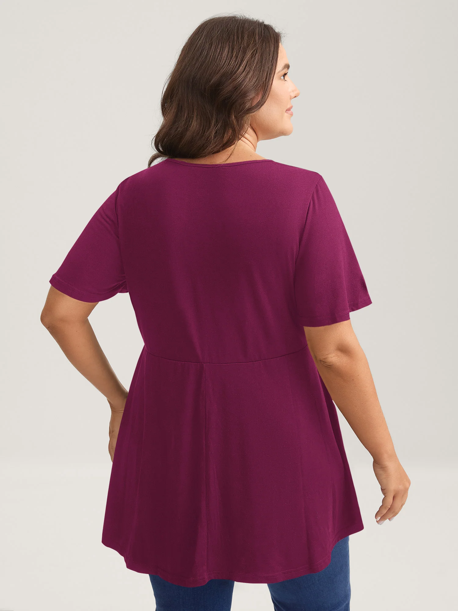 Ruffled Sleeve Round Neck Babydoll Top - Image 17