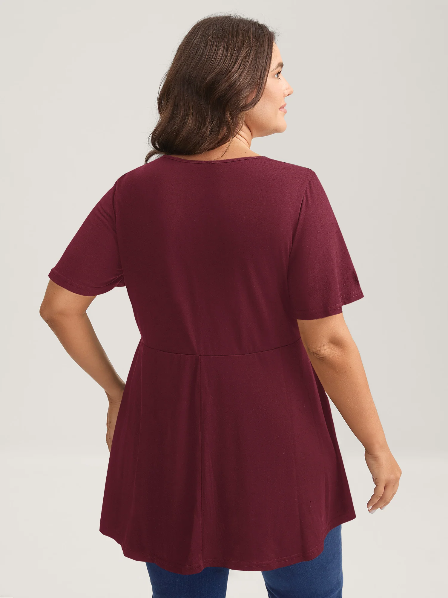 Ruffled Sleeve Round Neck Babydoll Top - Image 21