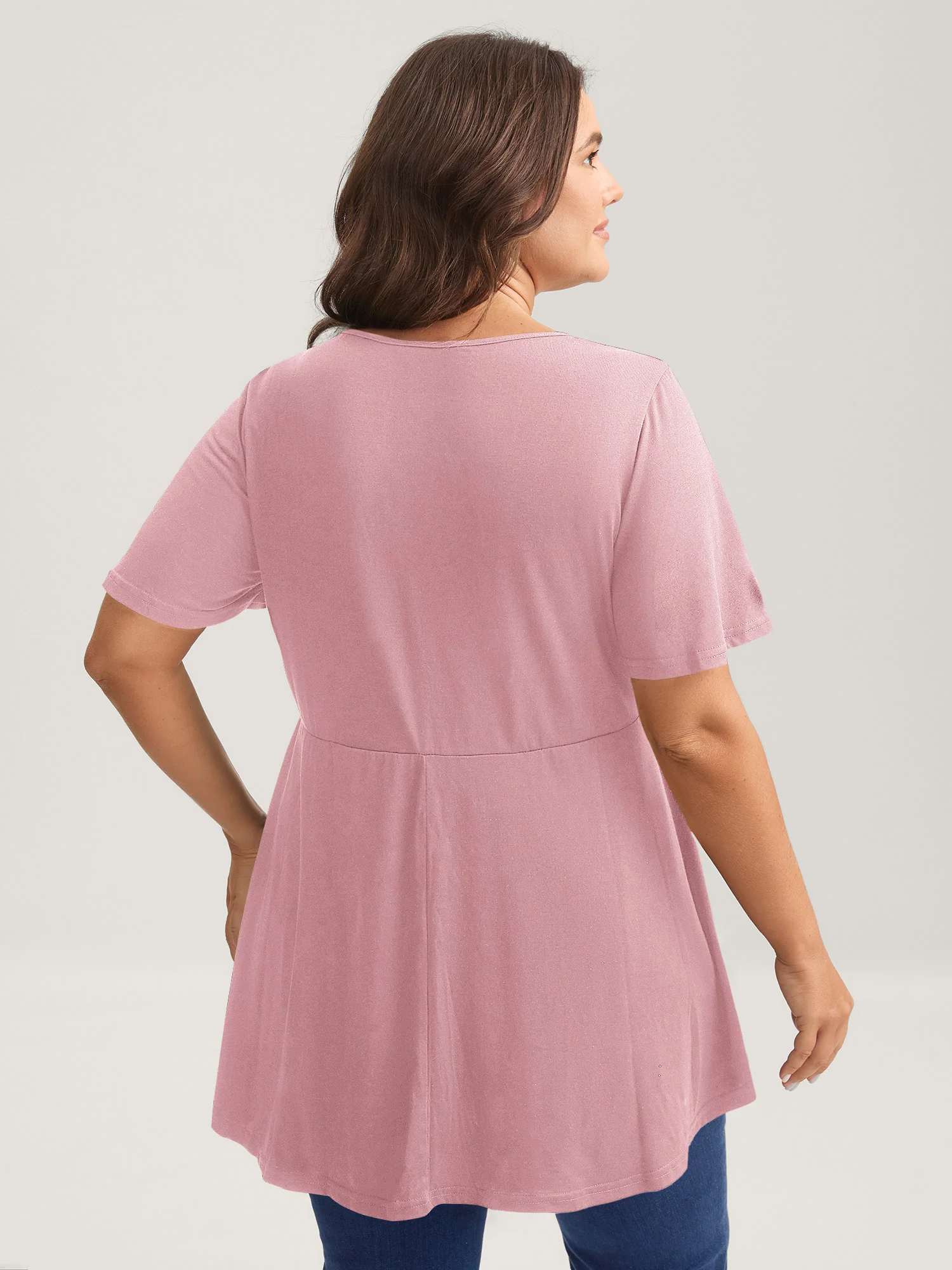 Ruffled Sleeve Round Neck Babydoll Top - Image 25
