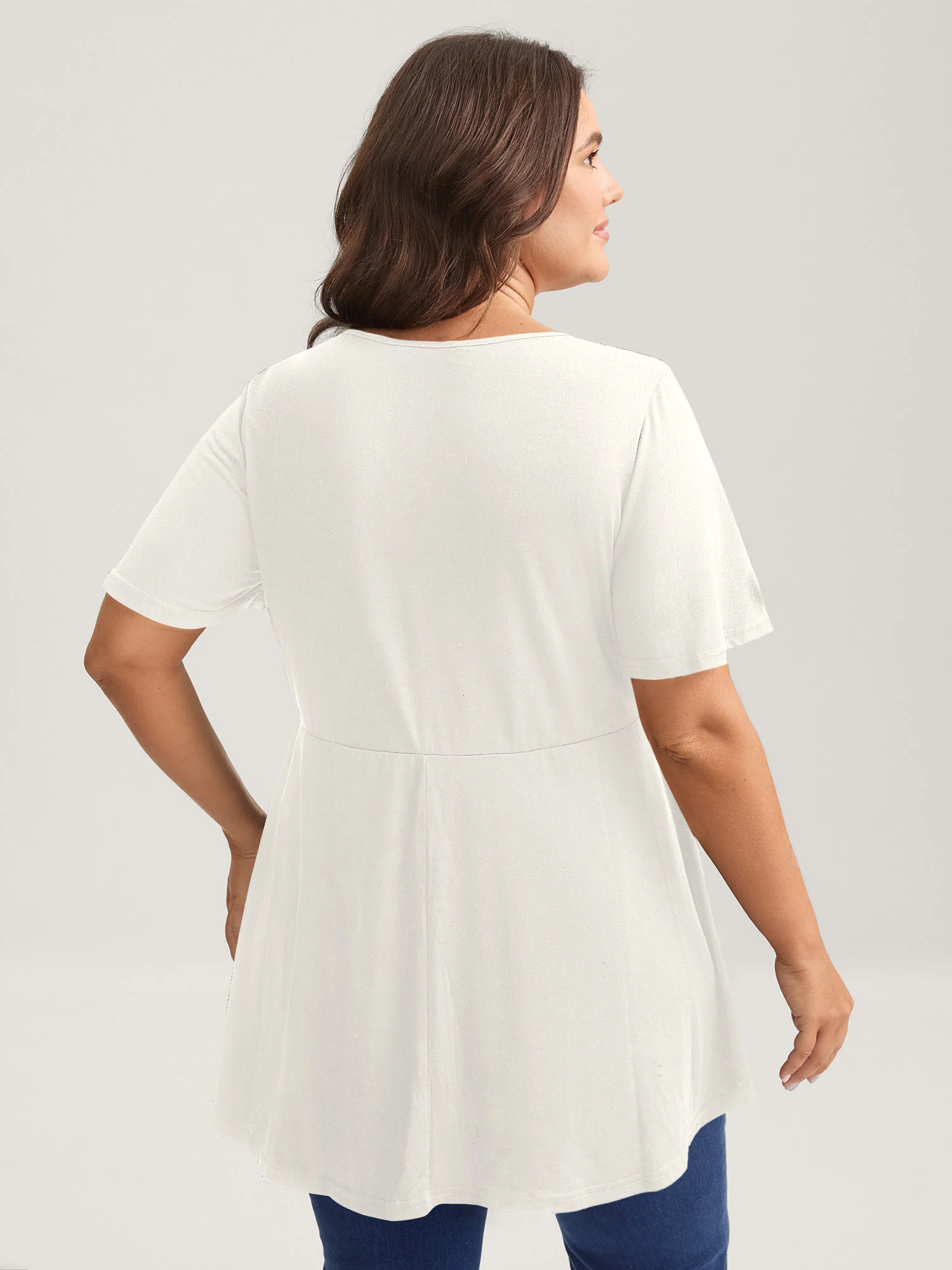 Ruffled Sleeve Round Neck Babydoll Top - Image 29