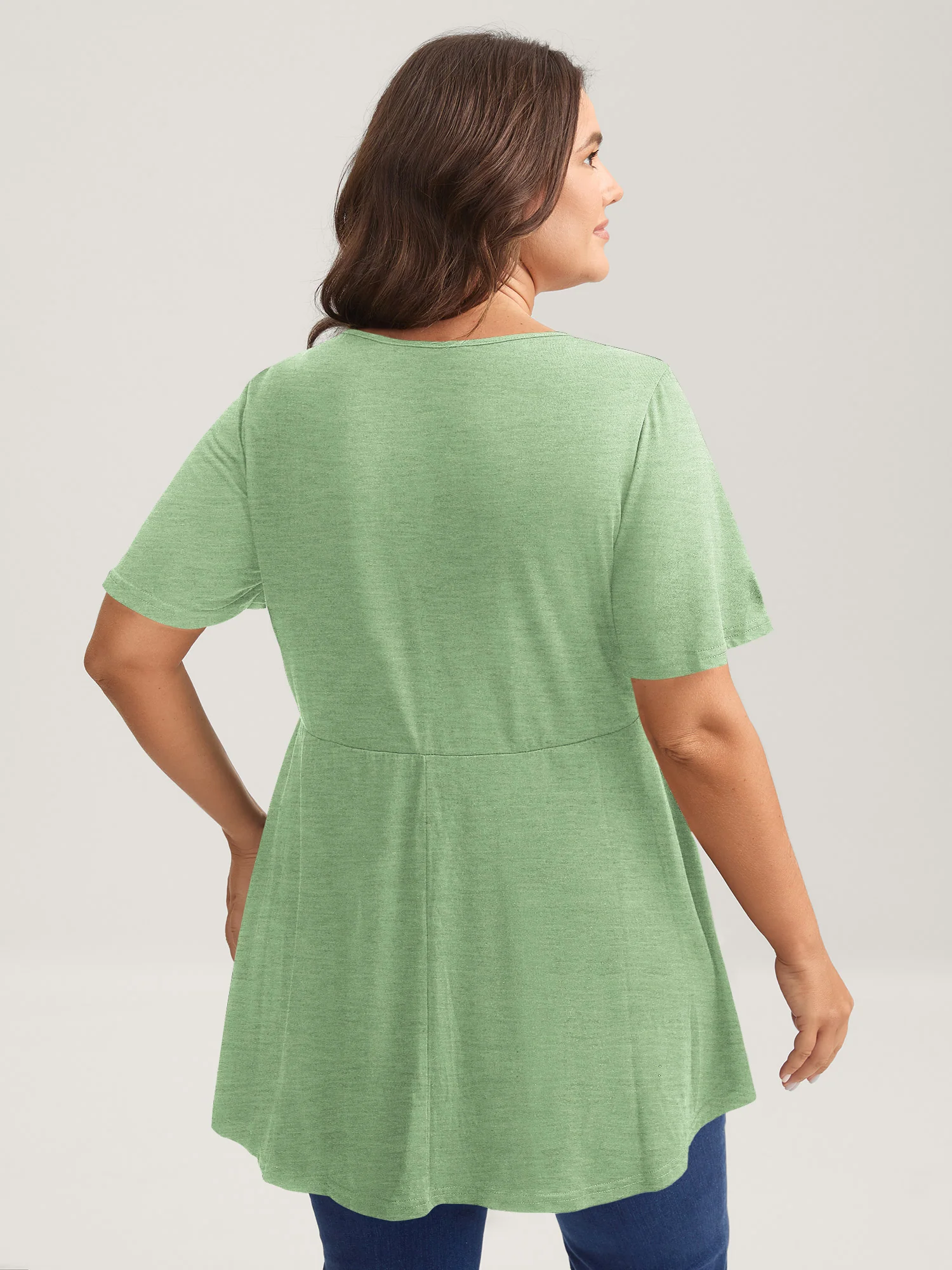 Ruffled Sleeve Round Neck Babydoll Top - Image 33