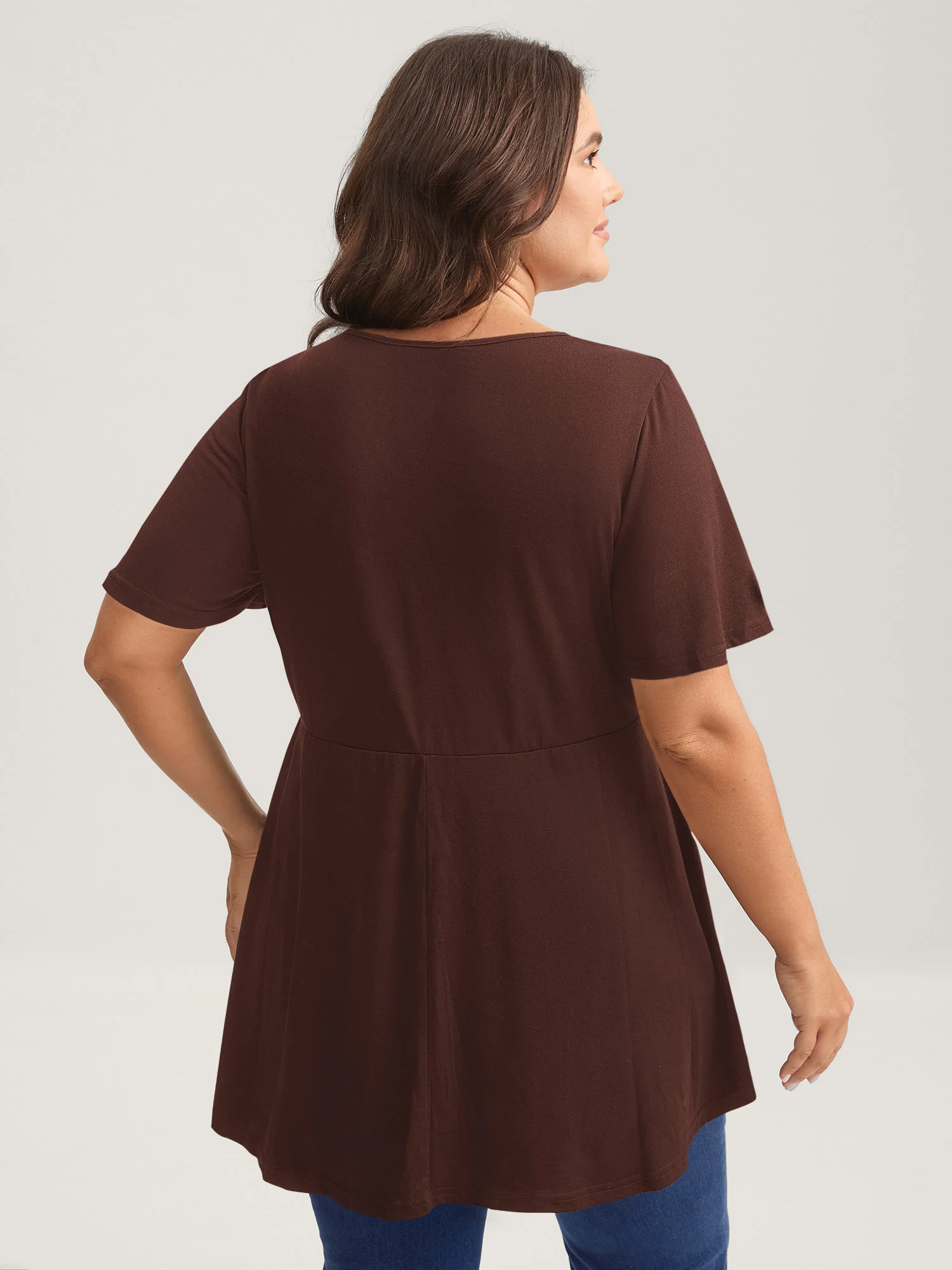 Ruffled Sleeve Round Neck Babydoll Top - Image 37