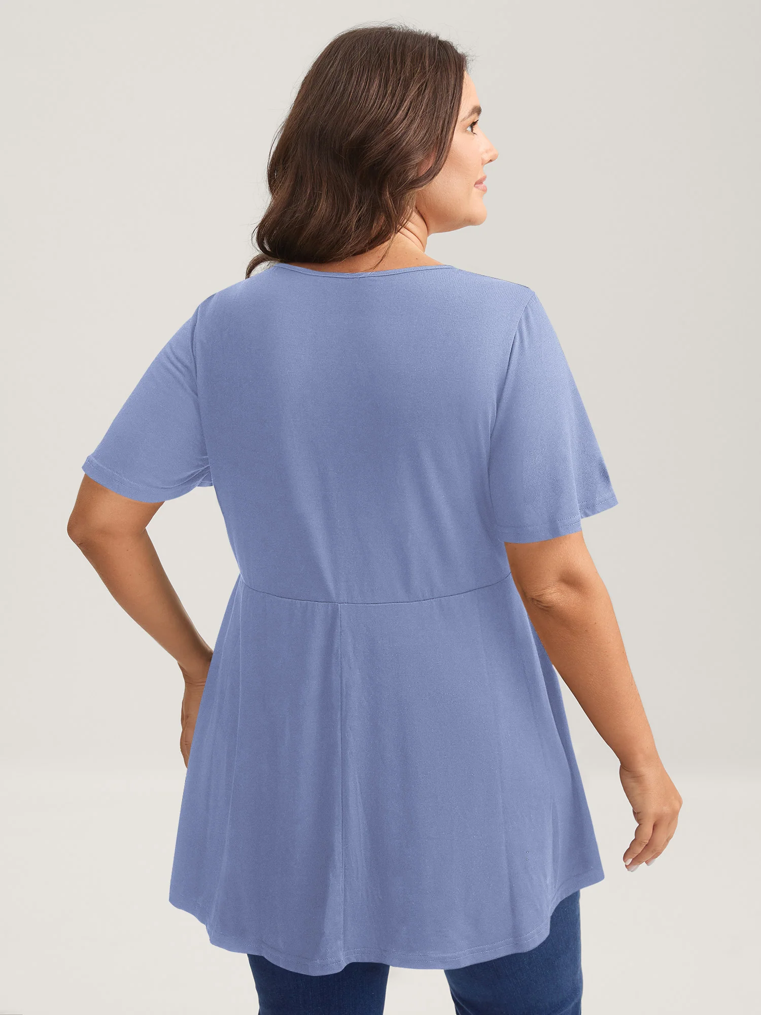 Ruffled Sleeve Round Neck Babydoll Top - Image 41