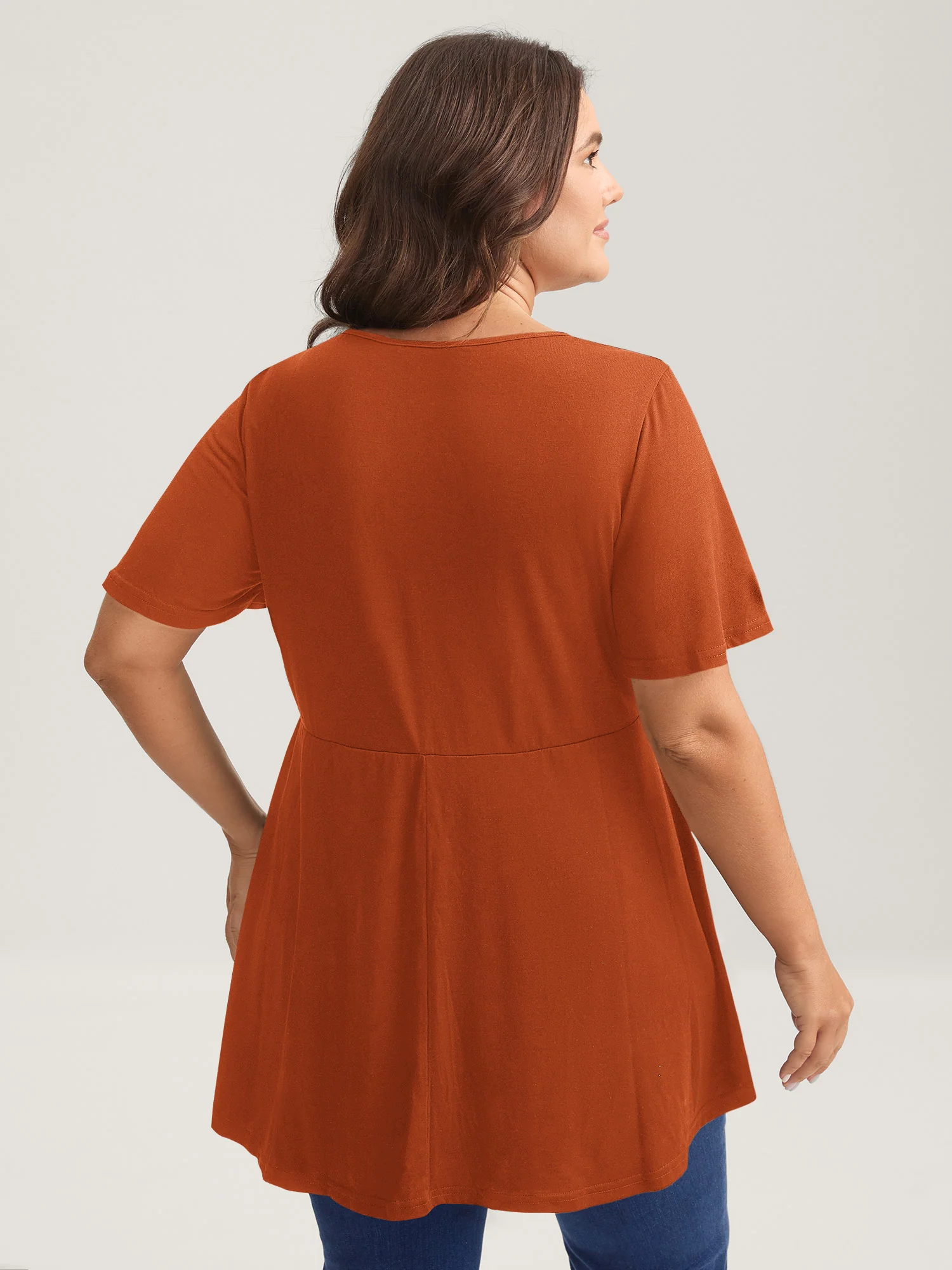 Ruffled Sleeve Round Neck Babydoll Top - Image 45