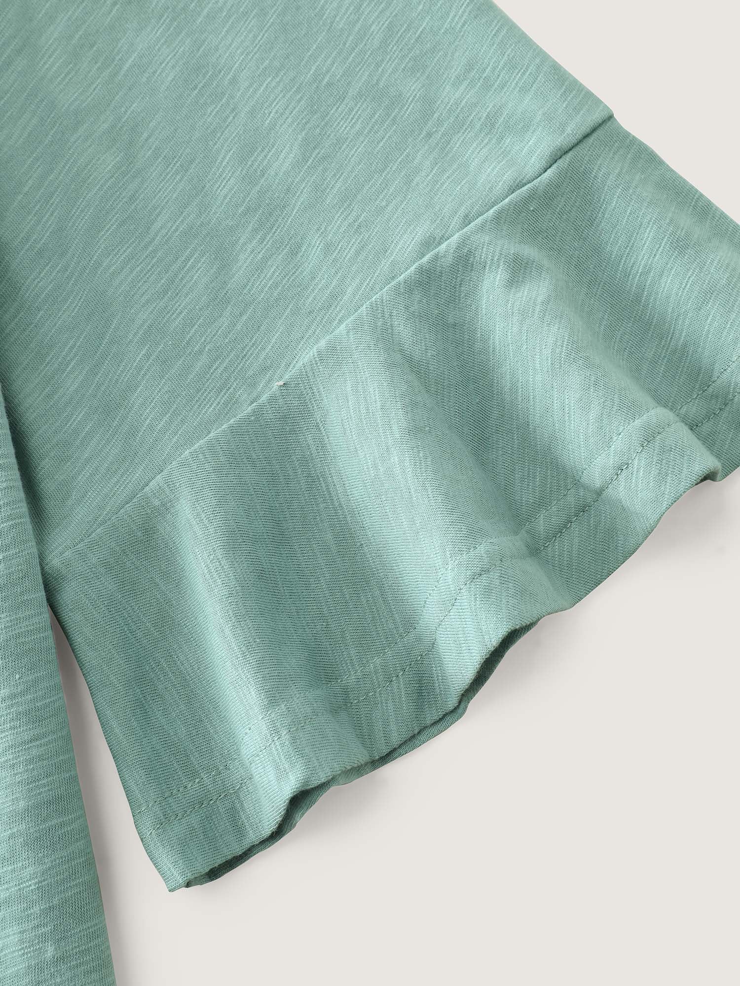 Ruffled Sleeve Shirred Neckline Plain Top - Image 6