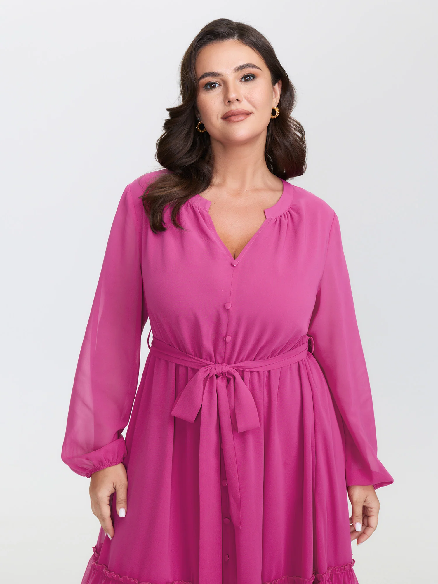 Ruffled Stretchy Waist-Tie Maxi Dress - Image 2