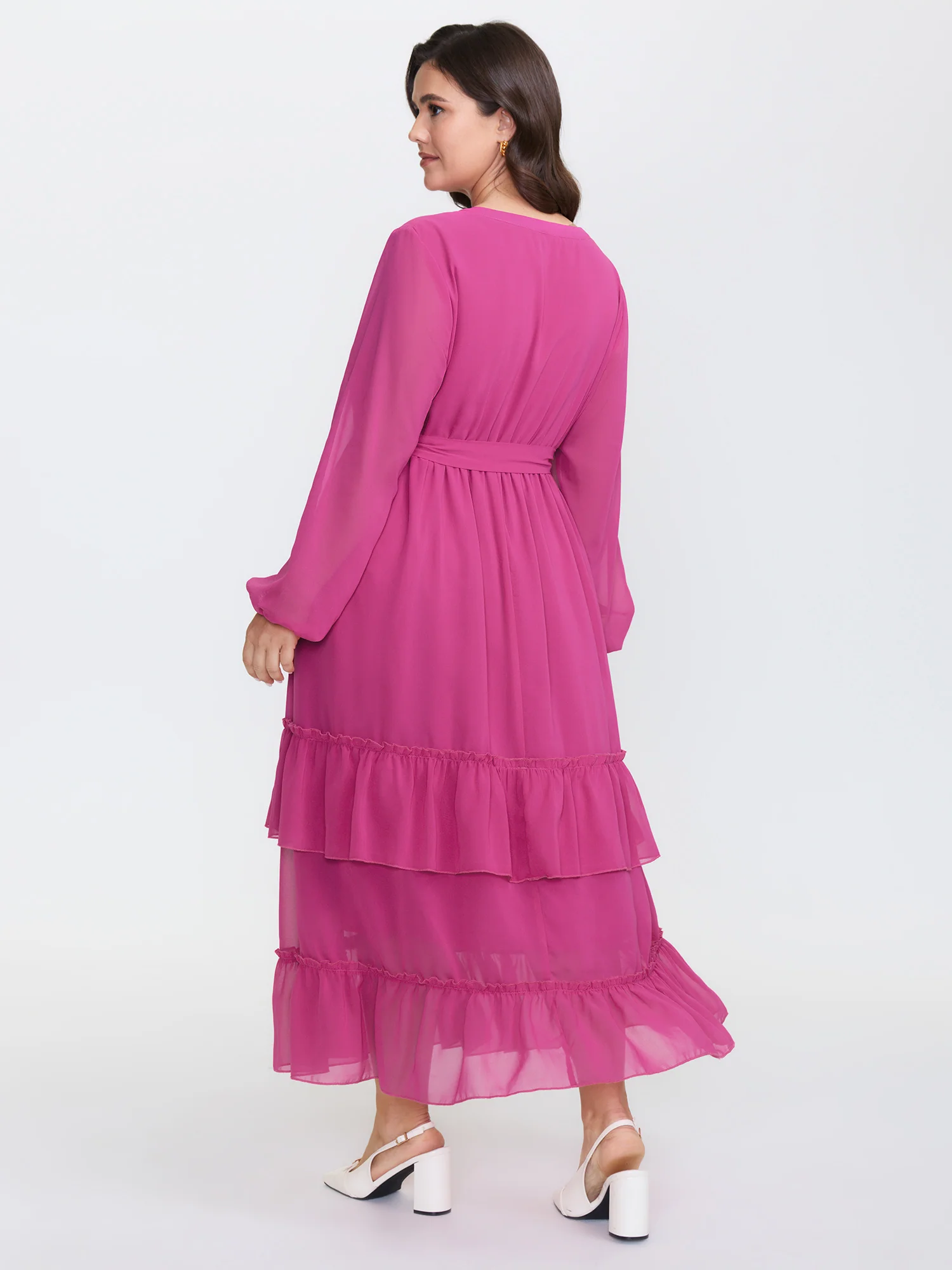 Ruffled Stretchy Waist-Tie Maxi Dress - Image 4