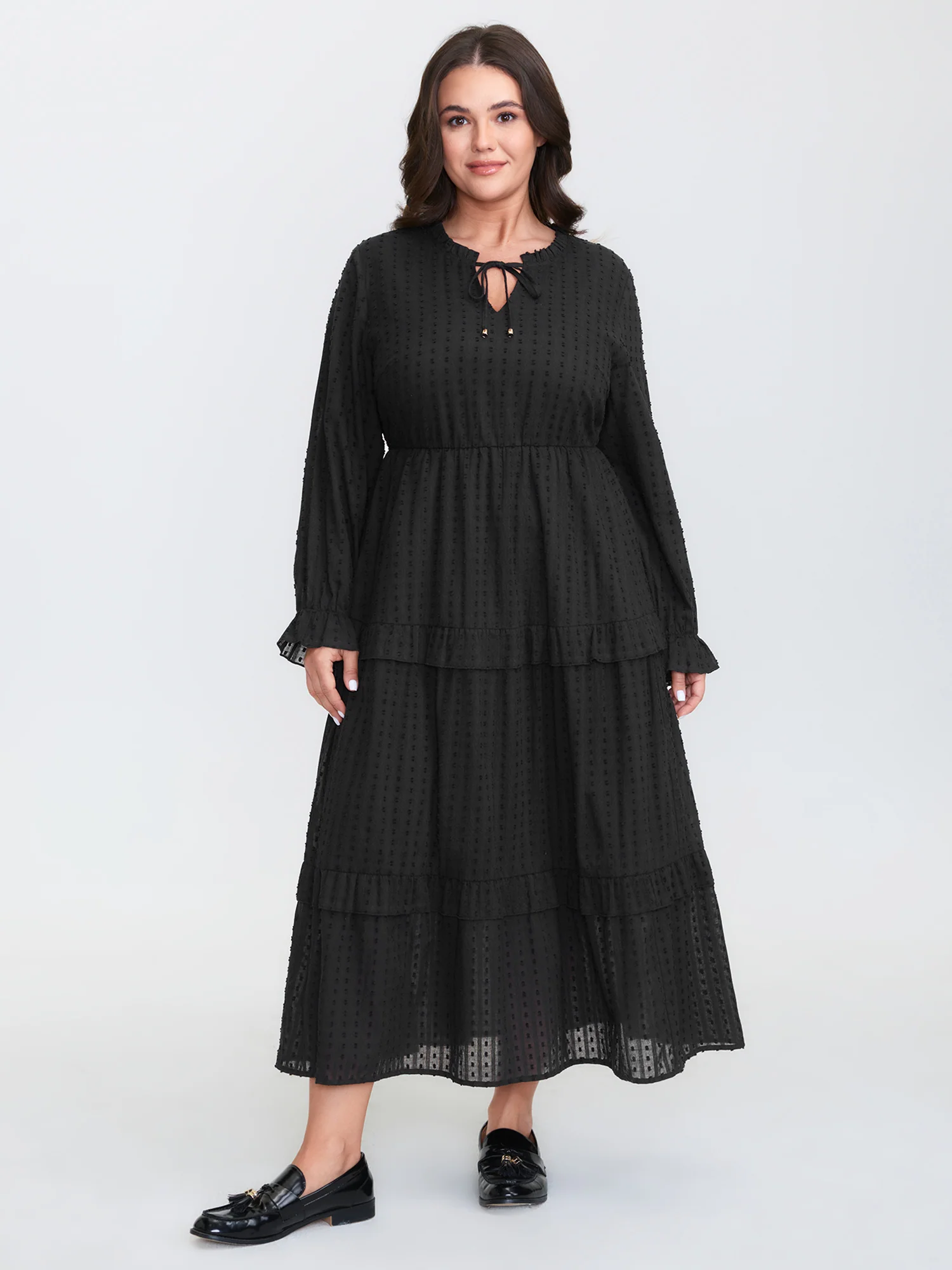Ruffled Tiered Drawstring Neckline Maxi Dress - Image 3