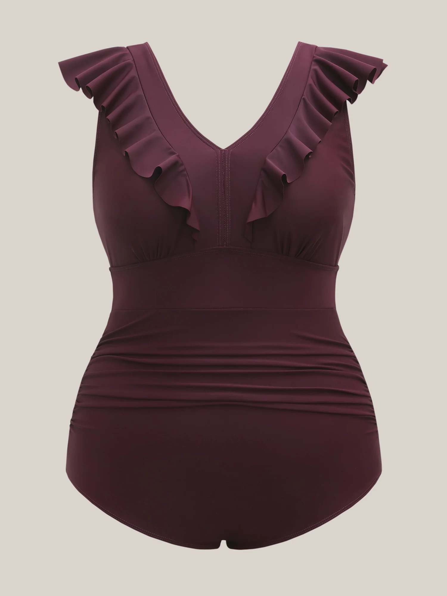 Ruffled Trim Ruched One-Piece Swimsuit - Image 5