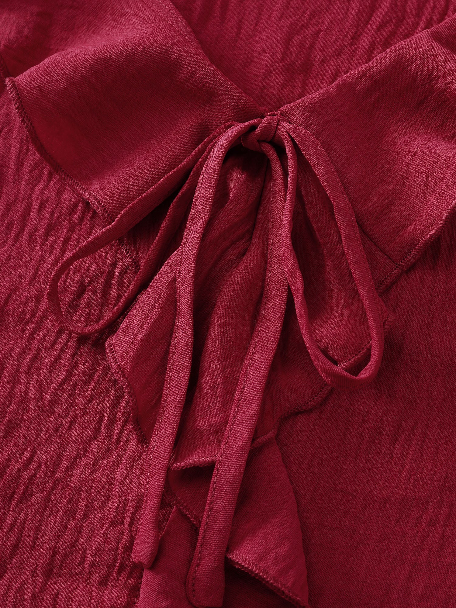 Ruffled V-Neck Curvy Edge Blouse - Image 7