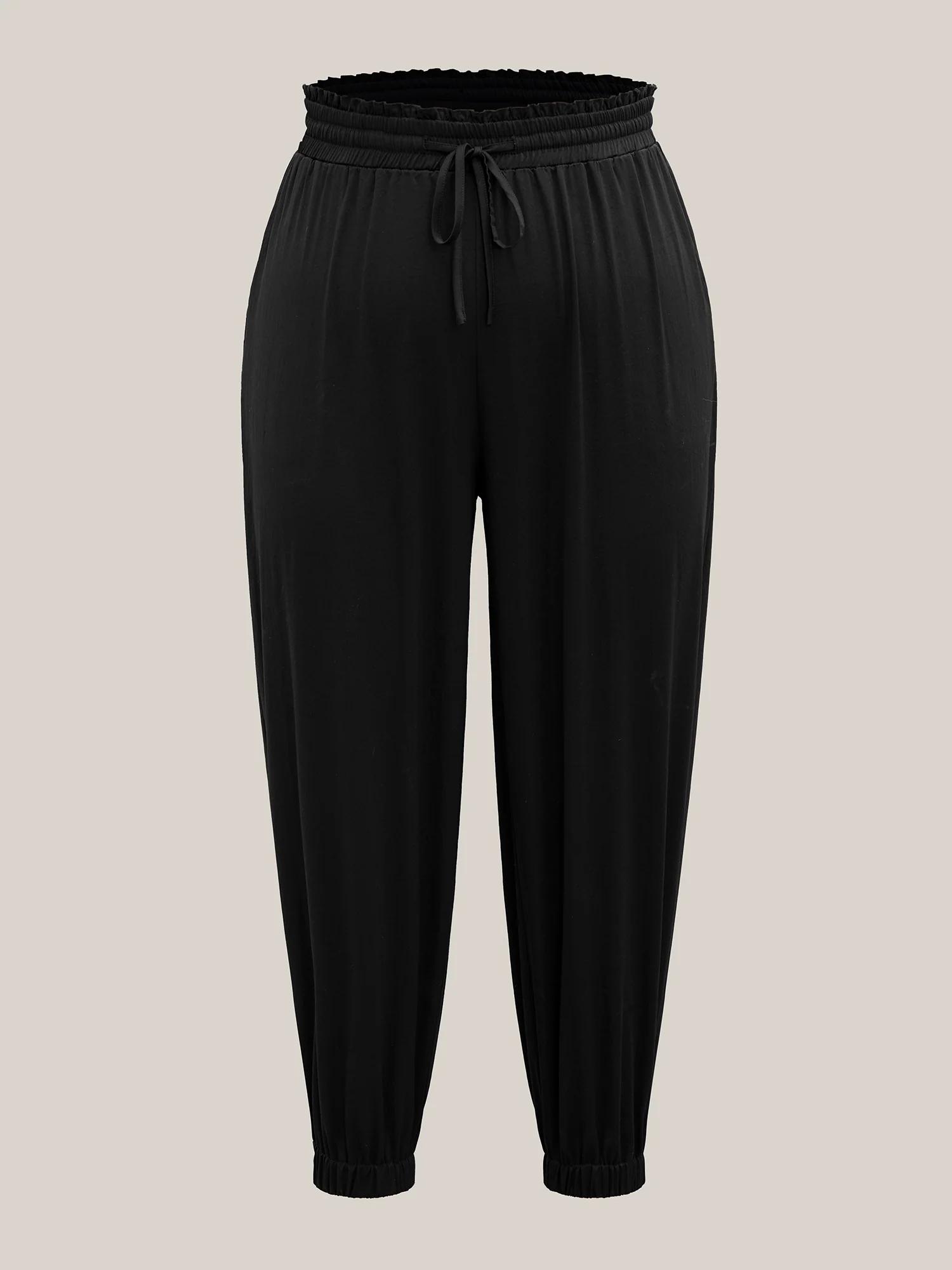 Ruffled Waist Drawstring Tapered Pants - Image 6