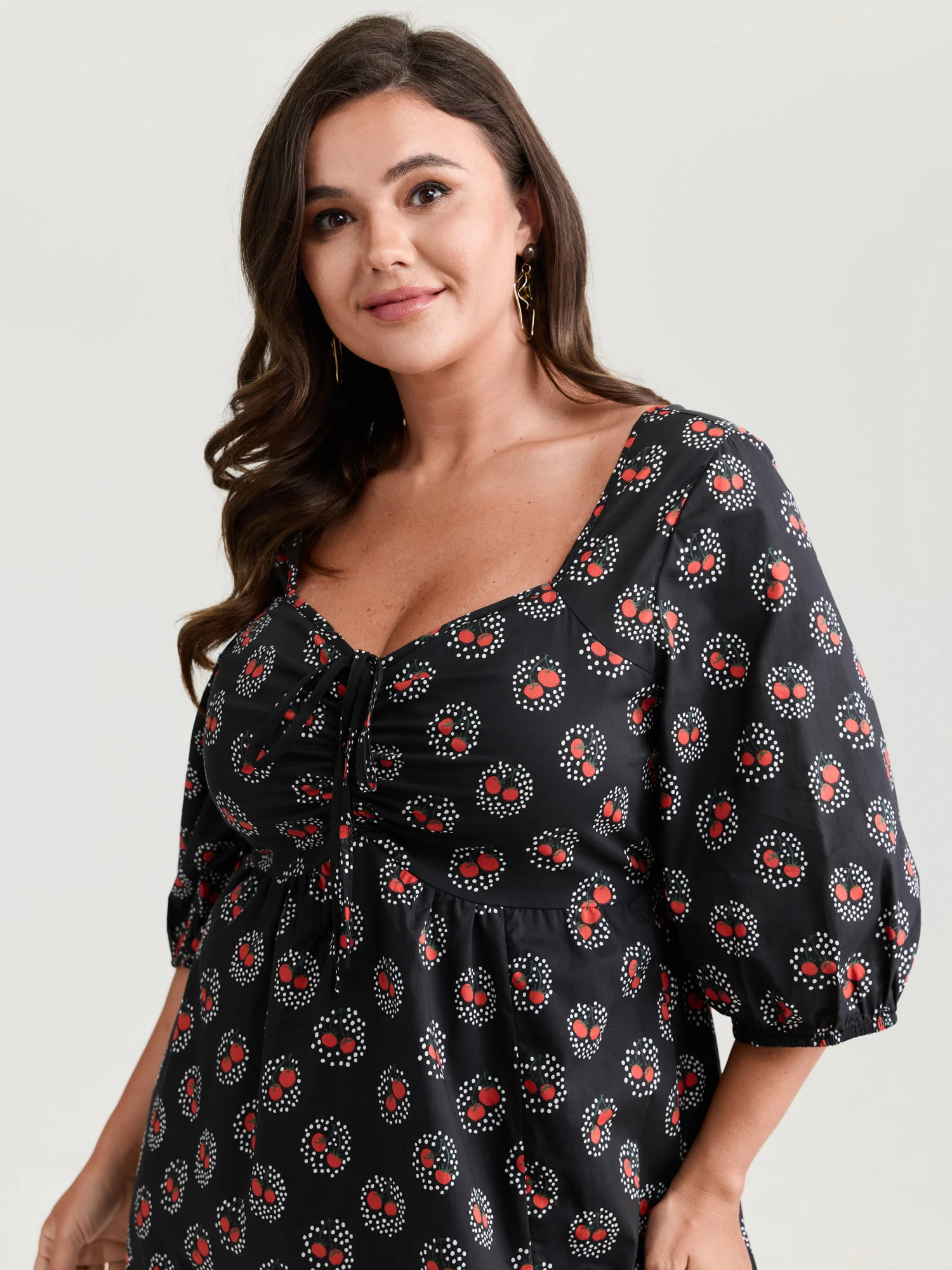 Cotton Rustic Tomato Print Front Center Slit Maxi Dress - Image 2