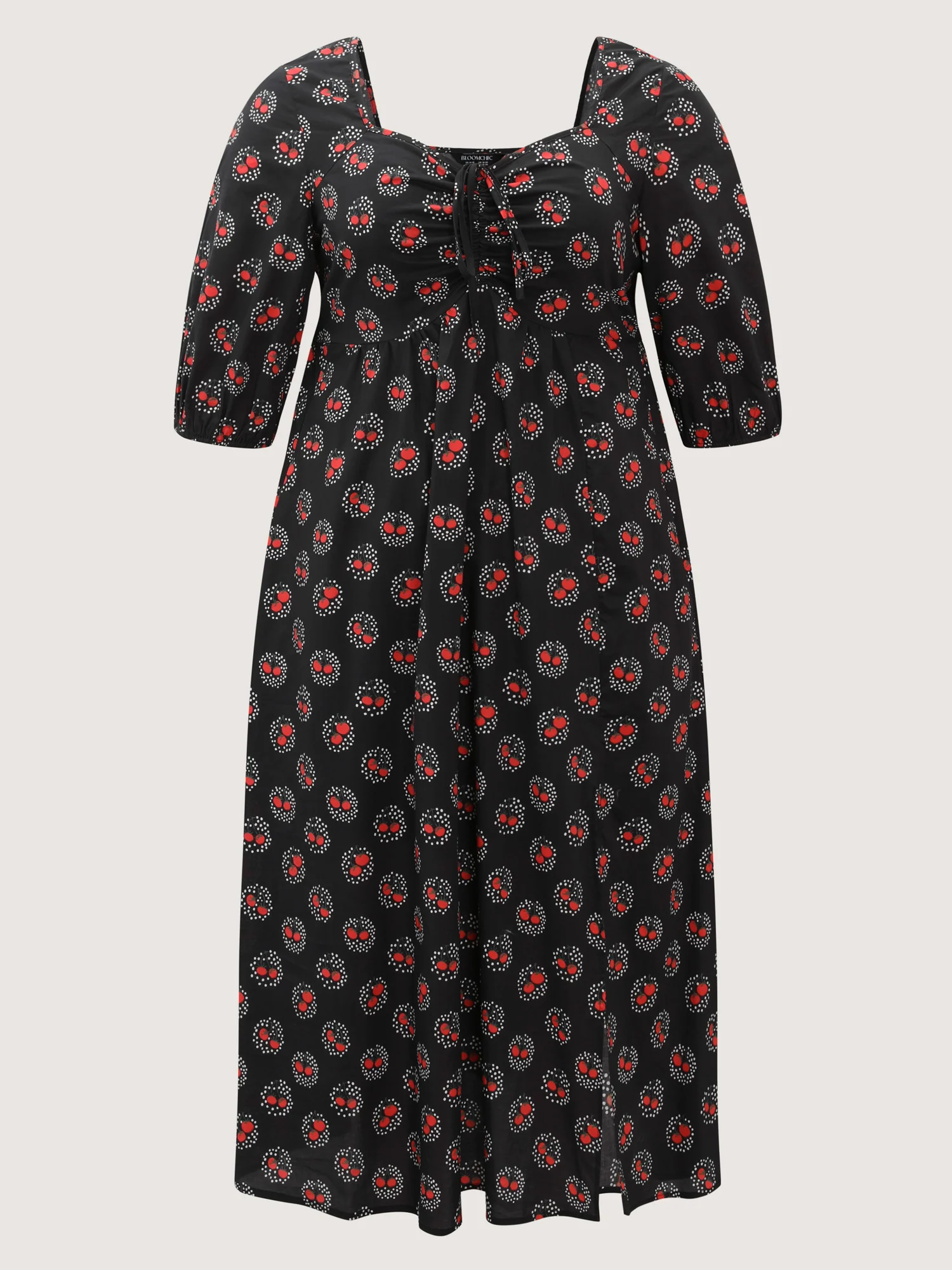 Cotton Rustic Tomato Print Front Center Slit Maxi Dress - Image 5