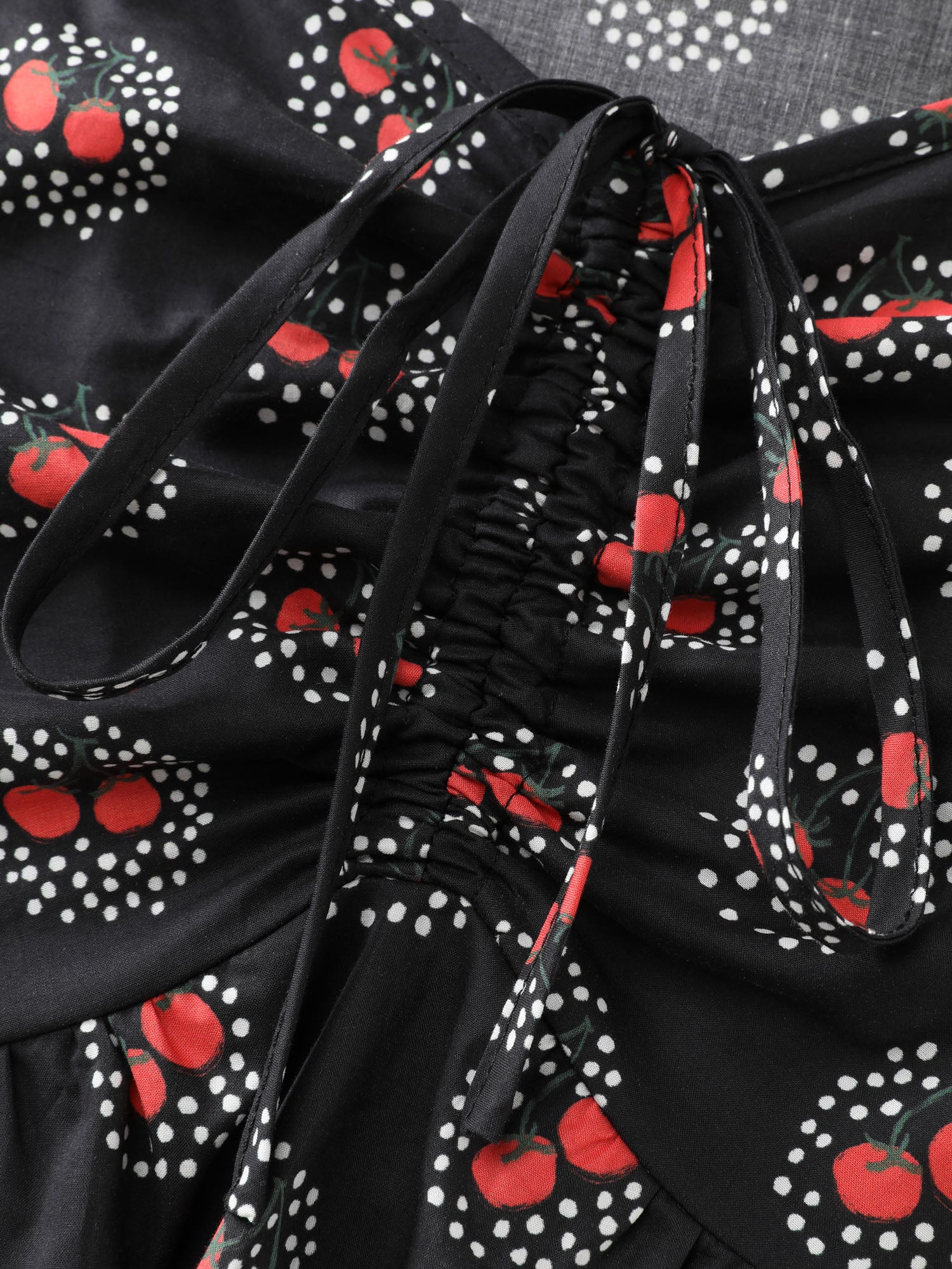 Cotton Rustic Tomato Print Front Center Slit Maxi Dress - Image 6