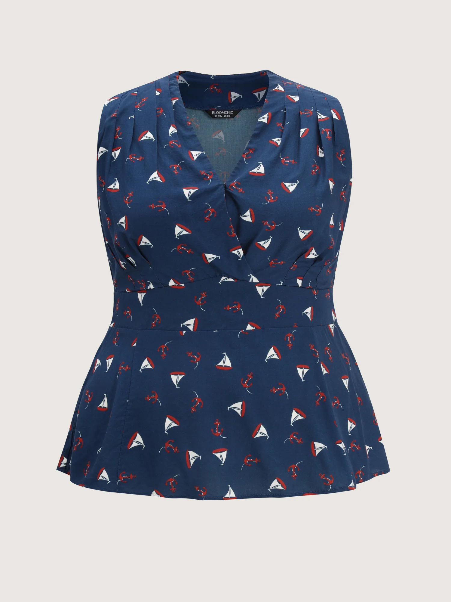 Sailing Print Collared Fit And Flare Knit Top - Image 7