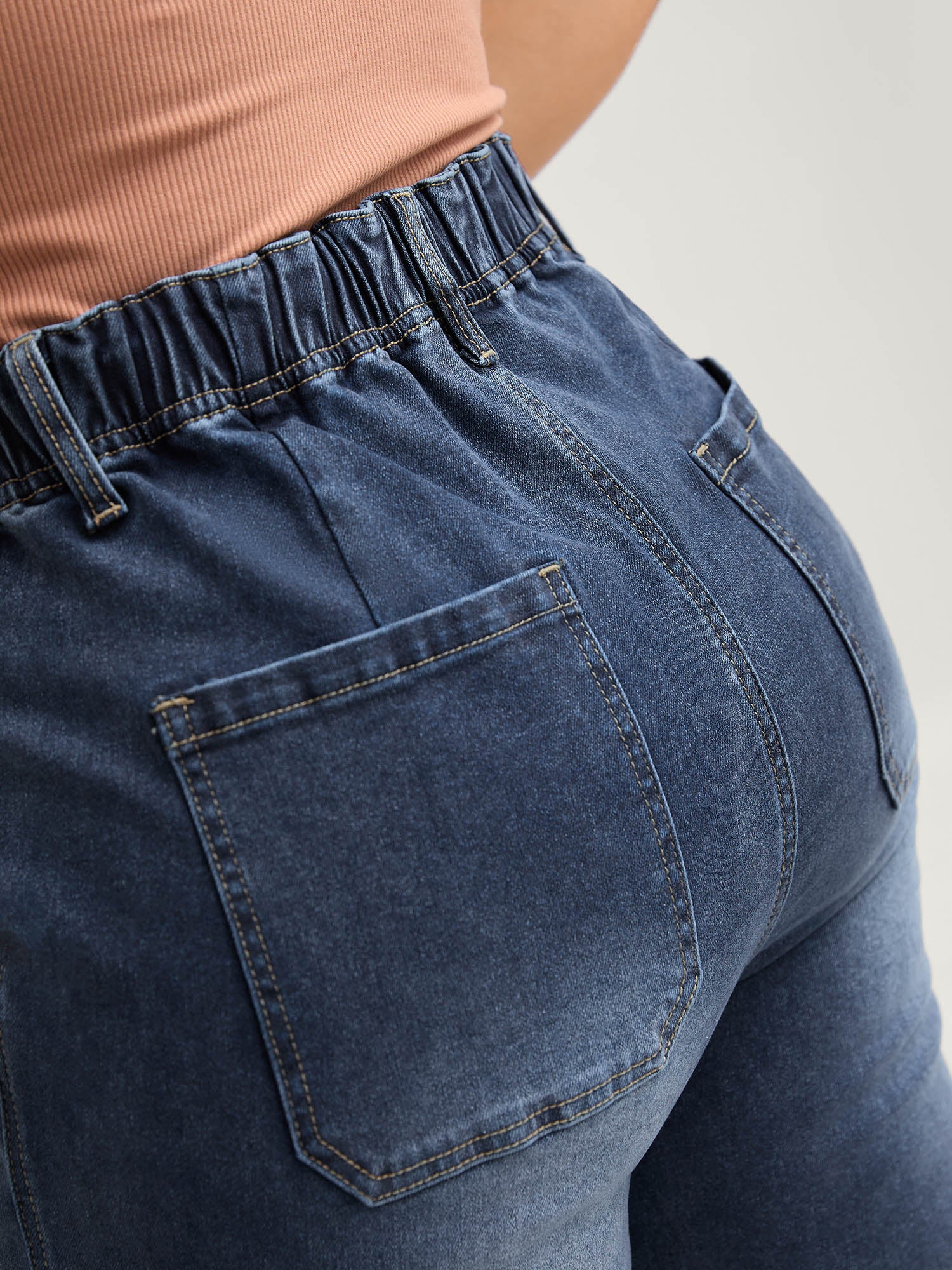 Sand Wash Drawstring Straight Leg Jeans - Image 4