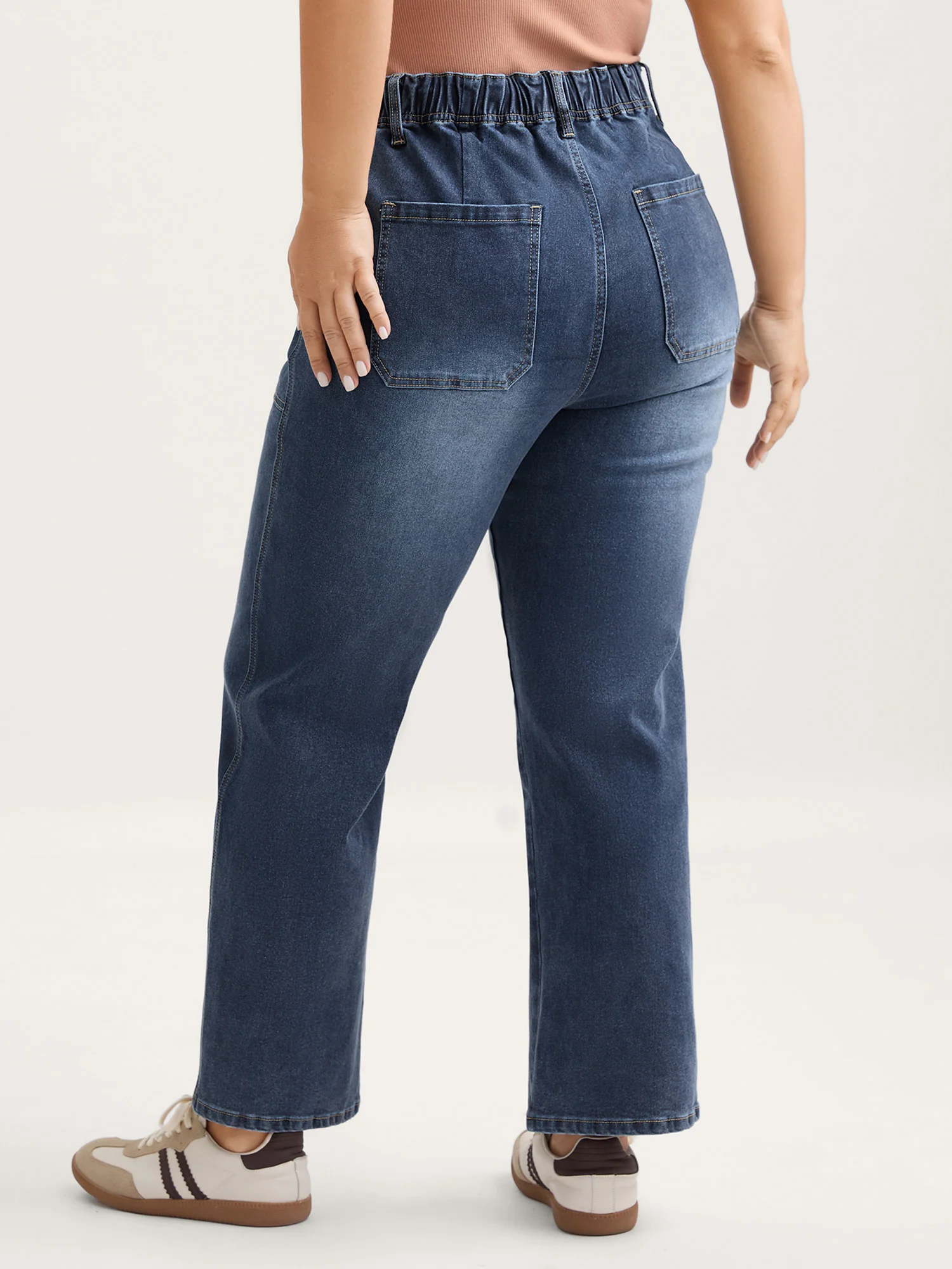 Sand Wash Drawstring Straight Leg Jeans - Image 5