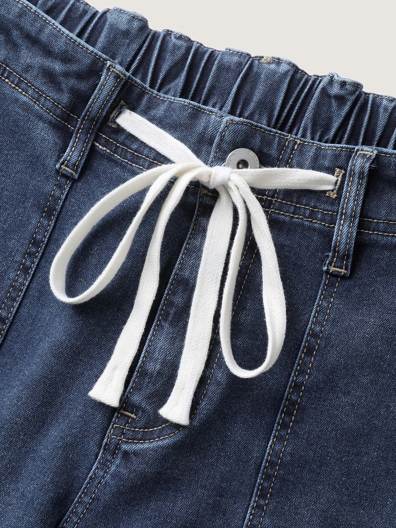 Sand Wash Drawstring Straight Leg Jeans - Image 7
