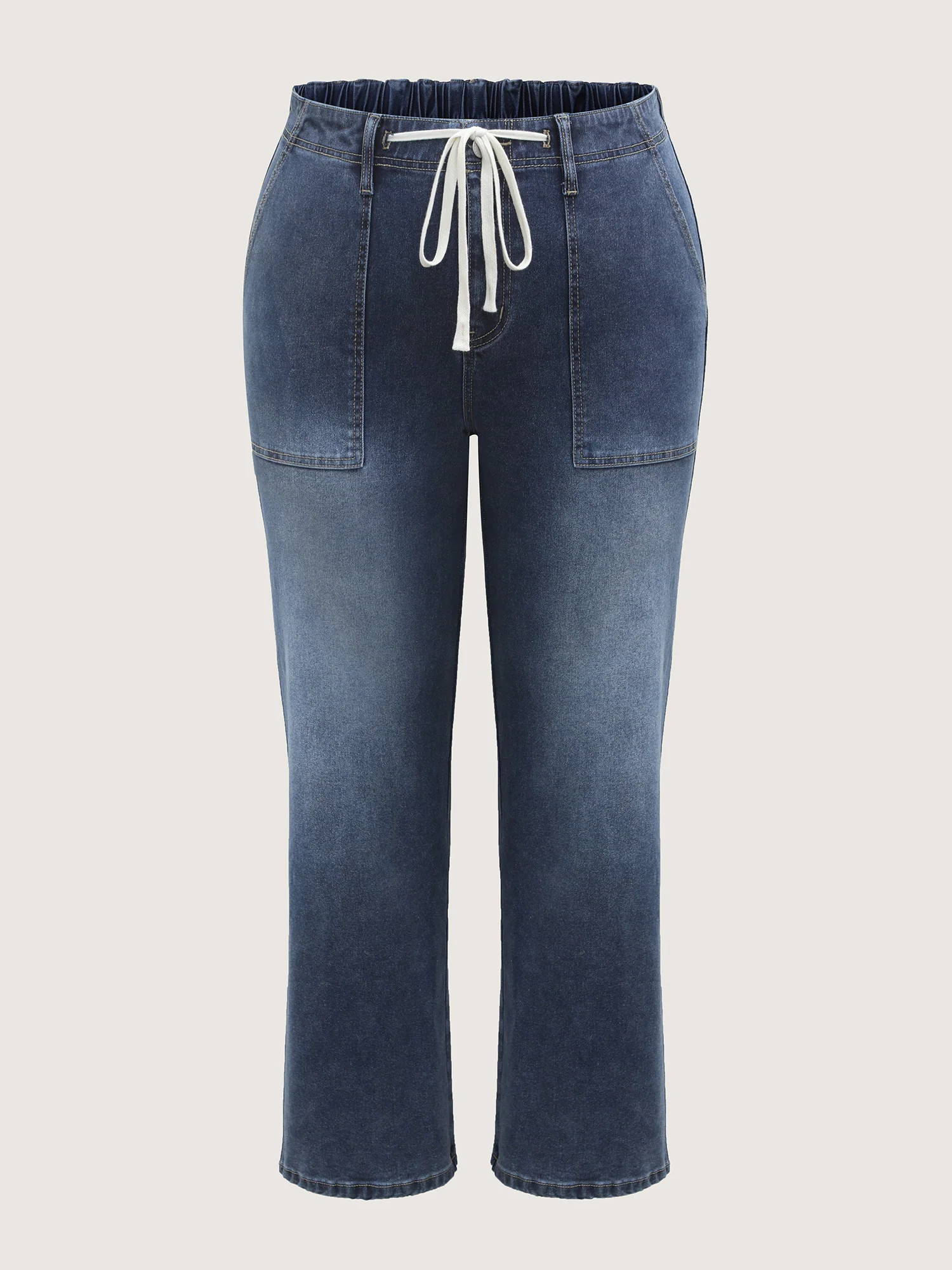 Sand Wash Drawstring Straight Leg Jeans - Image 8