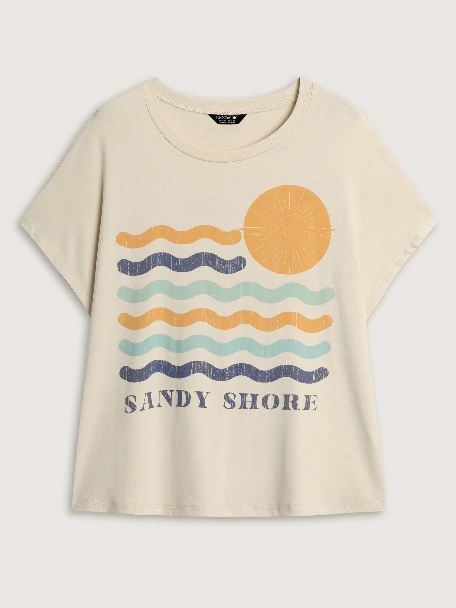 Sandy Shore Print Round Neck T-Shirt - Image 5