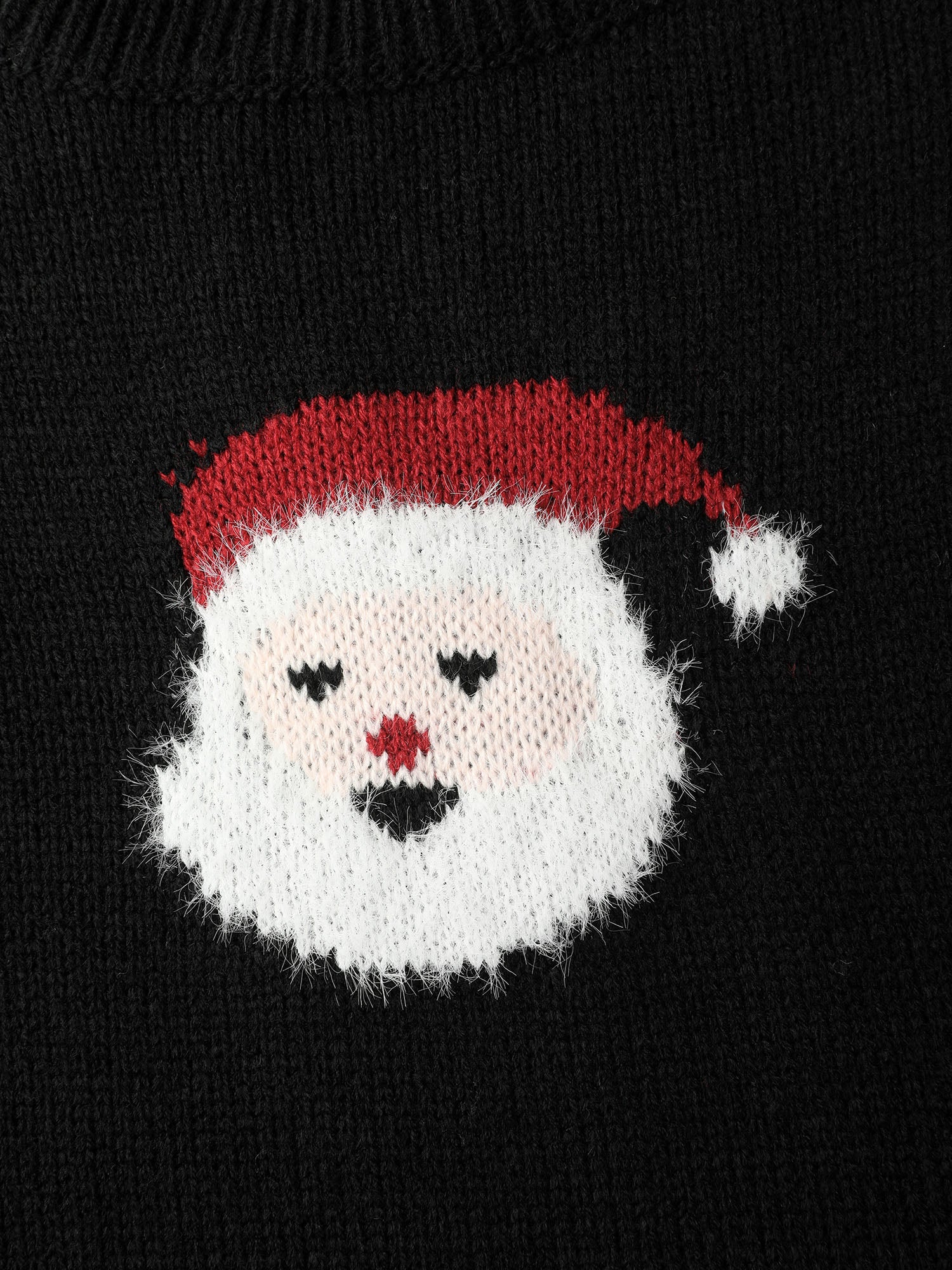 Santa Claus Print Embroidered Textured Sweater Dress - Image 5