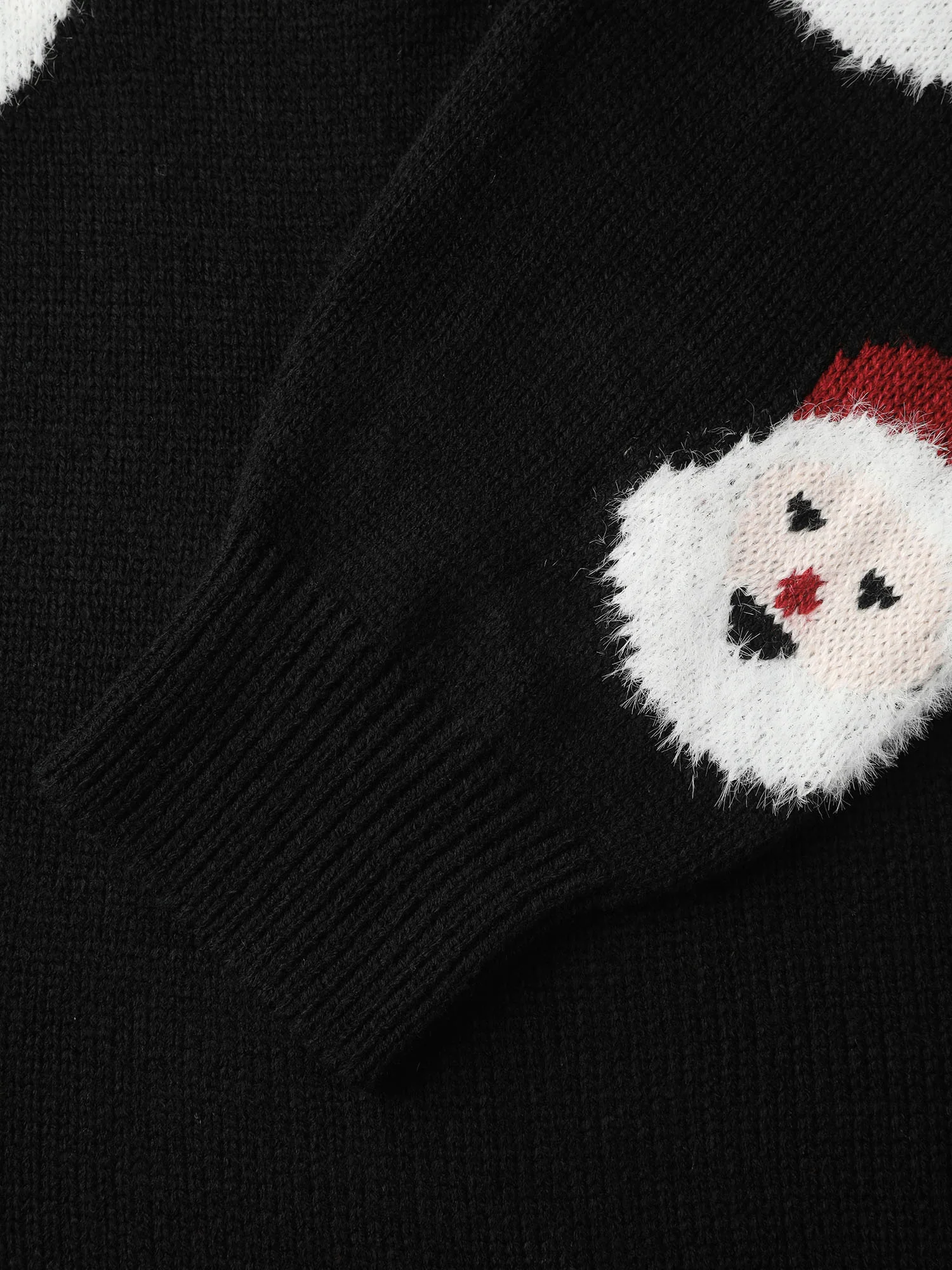 Santa Claus Print Embroidered Textured Sweater Dress - Image 6