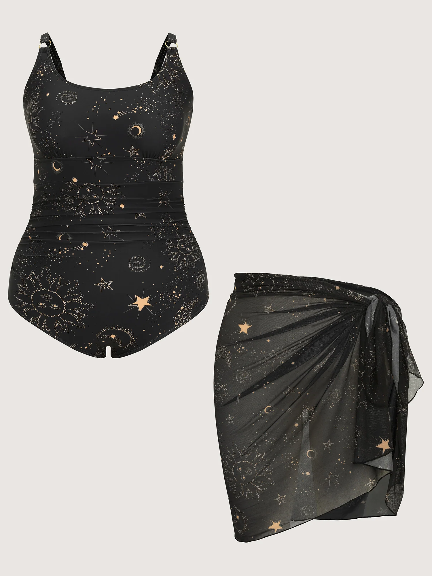 Sarong Set Star Print One-Piece Swimsuit - Image 7