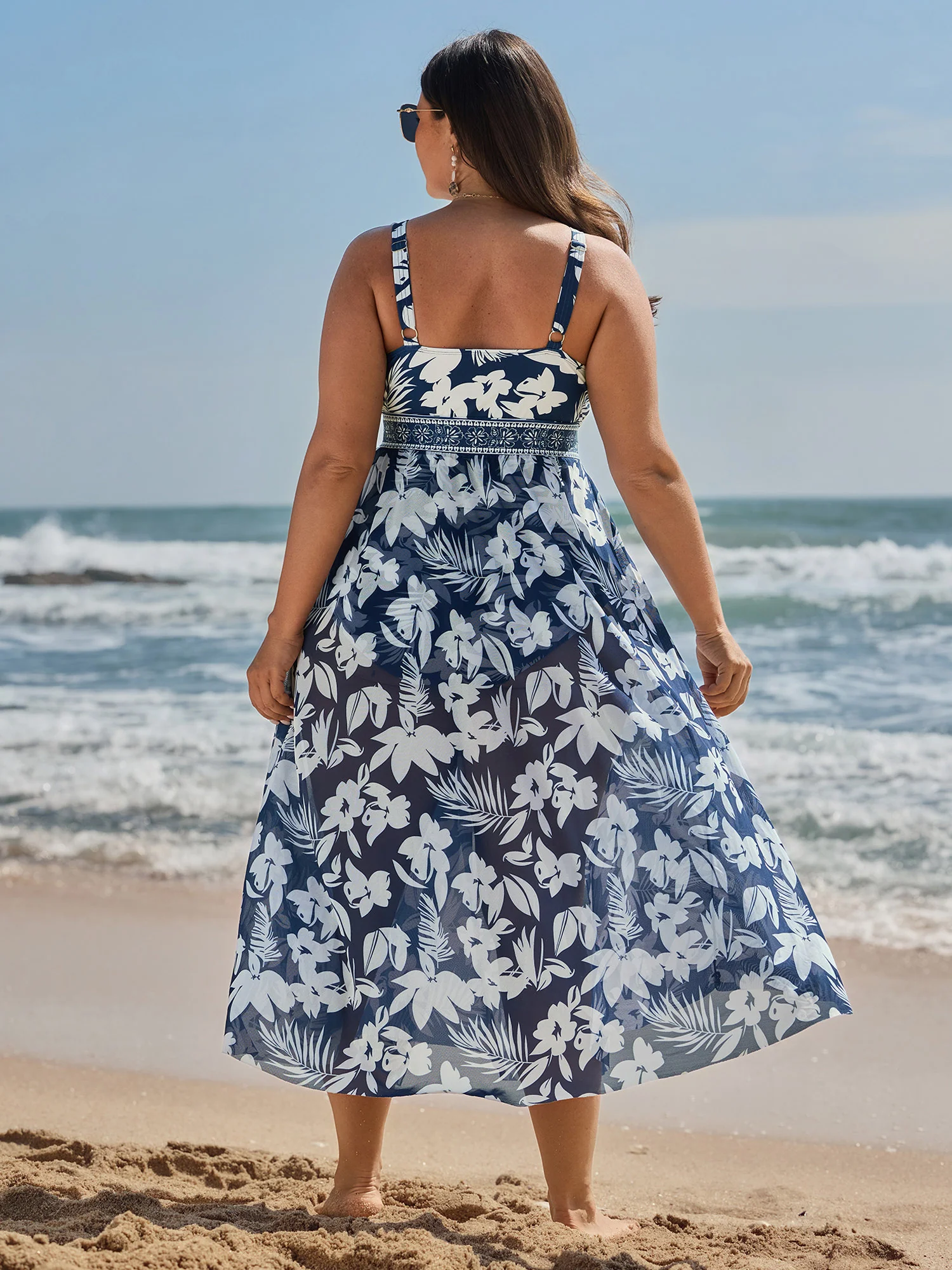 Sarong Set Tropical Print One-Piece Swim - Image 5