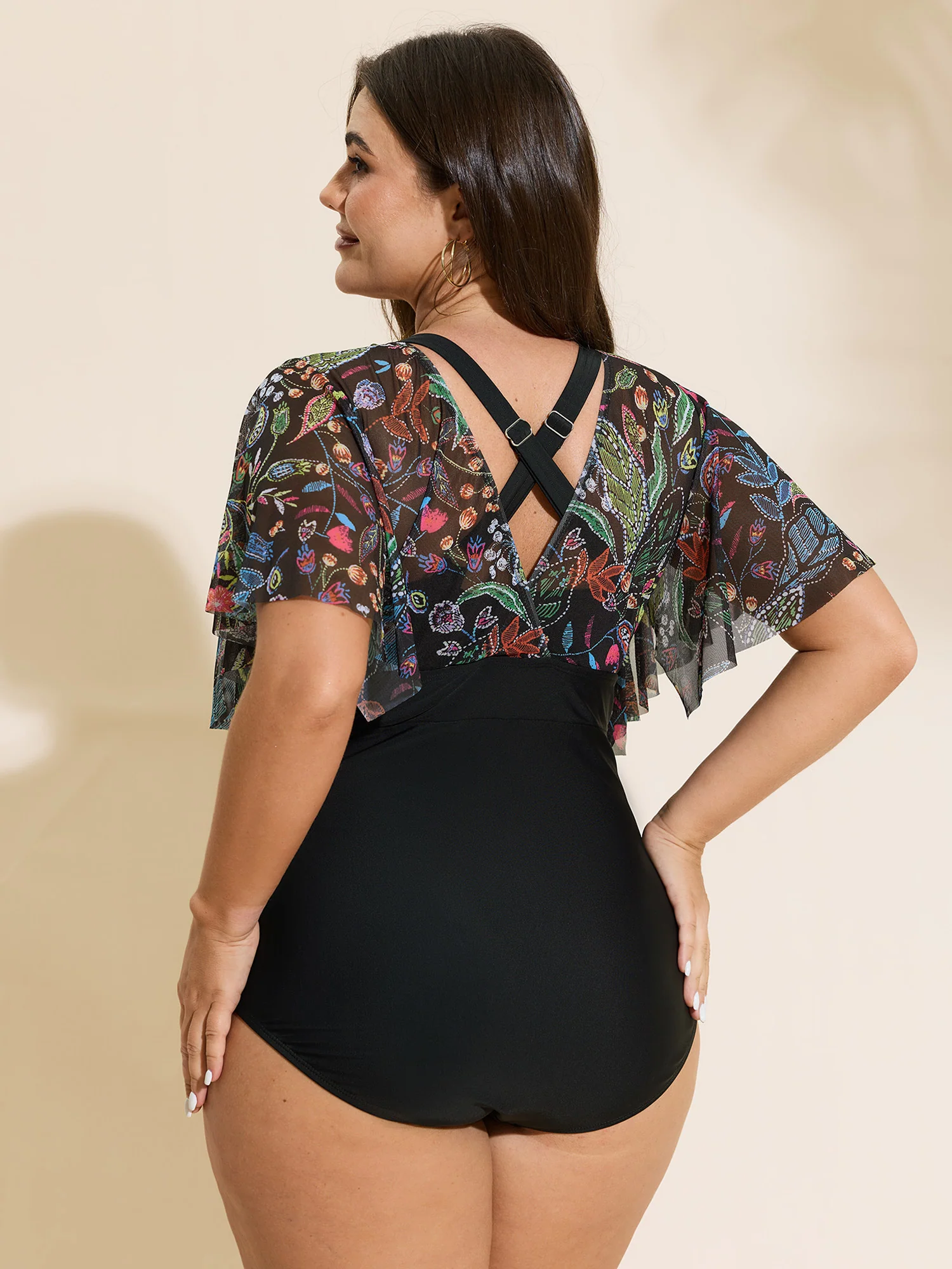 Sarong Slit Floral Print One-Piece Swim Set - Image 5