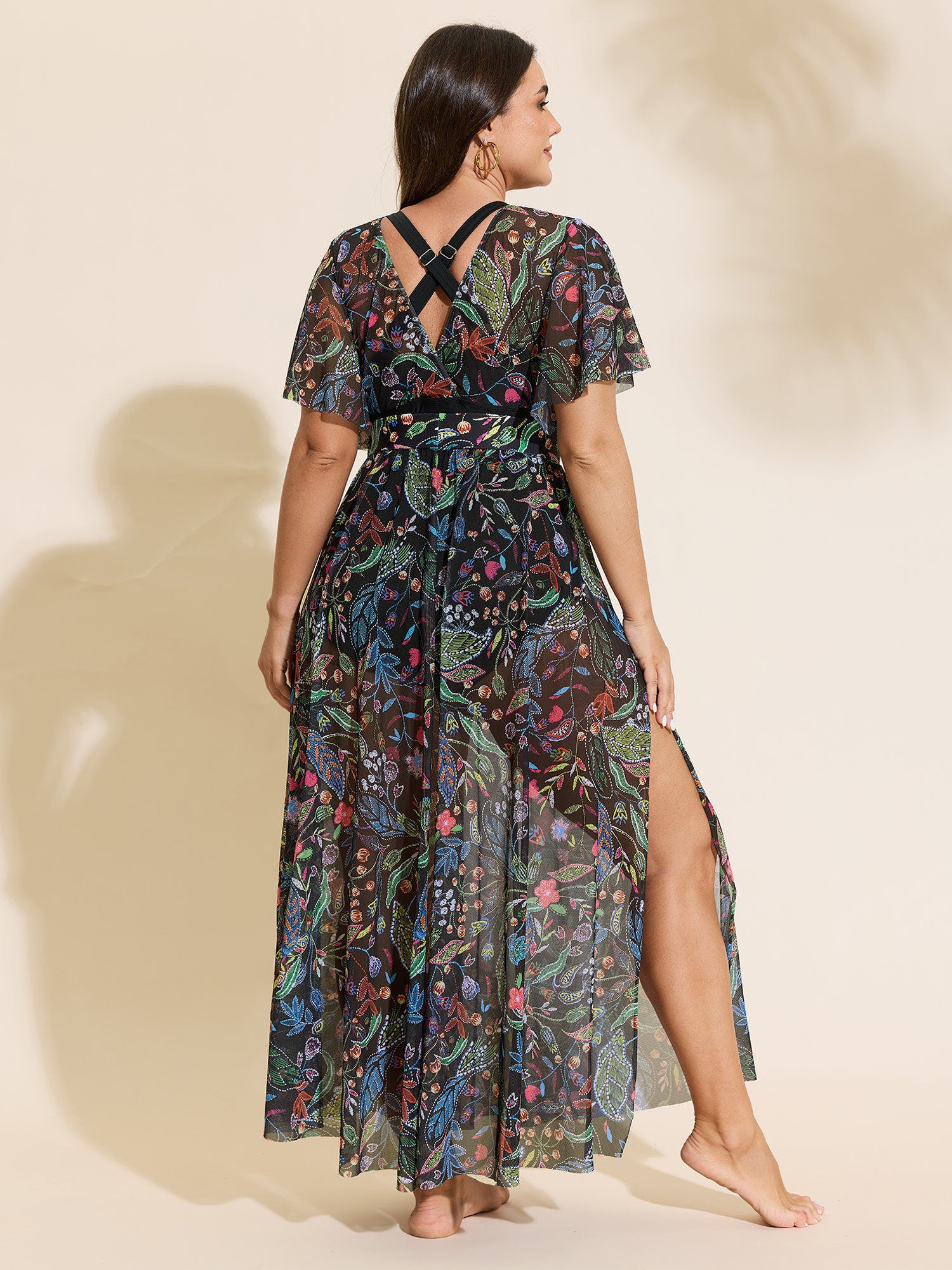 Sarong Slit Floral Print One-Piece Swim Set - Image 6