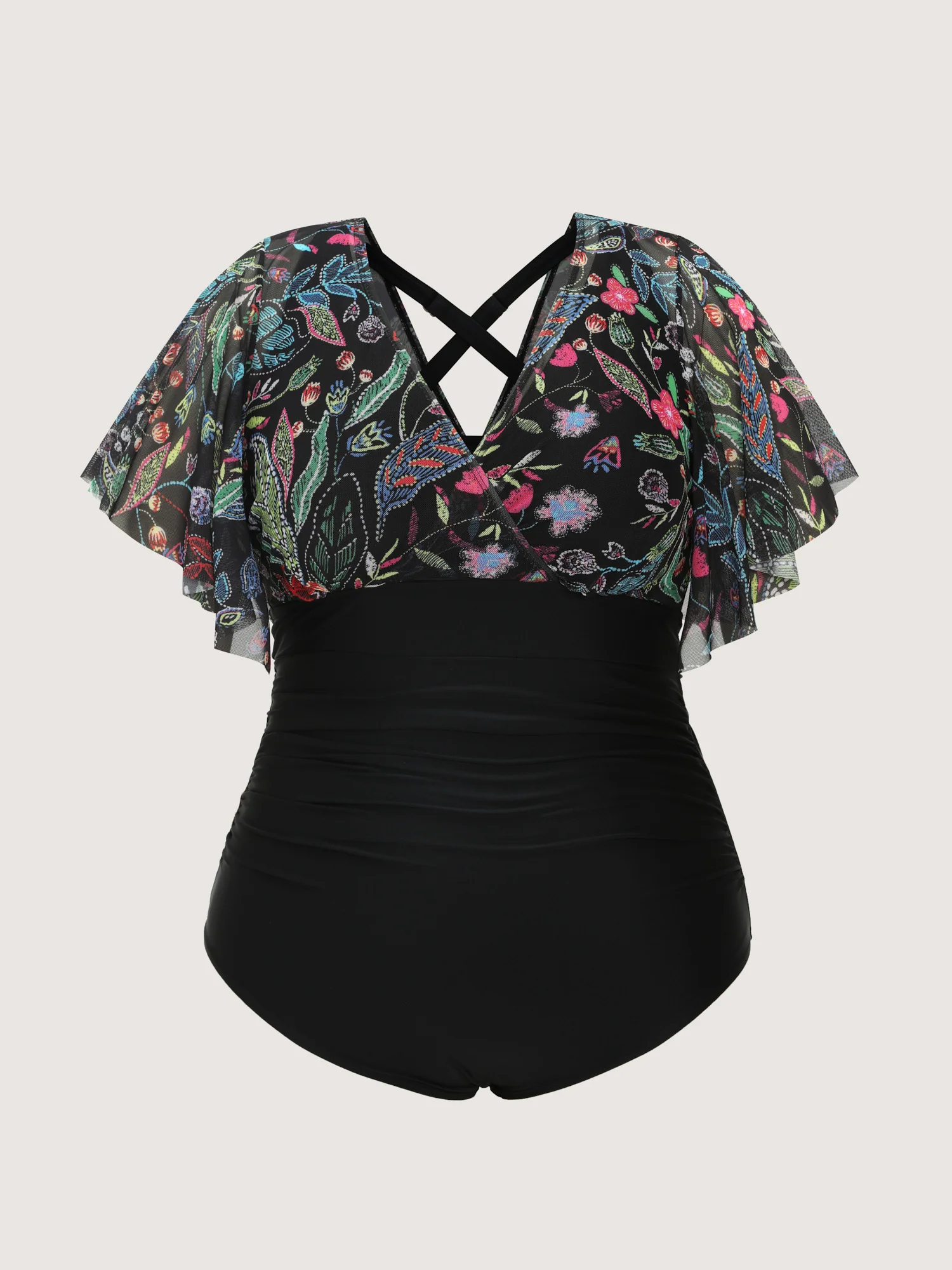 Sarong Slit Floral Print One-Piece Swim Set - Image 8