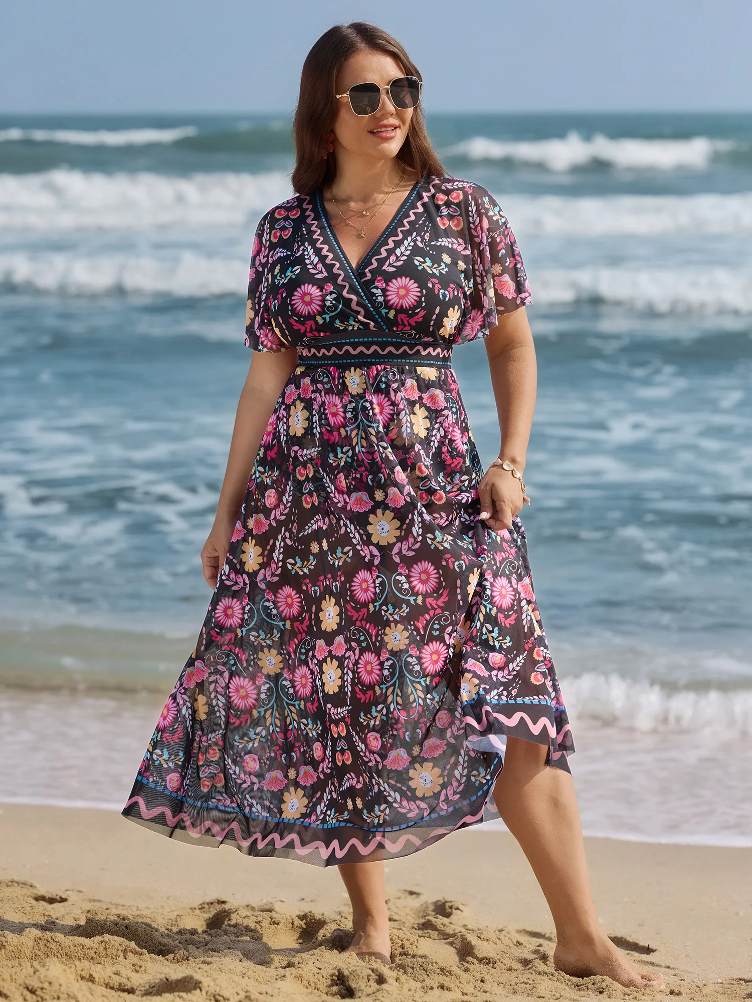 Sarong Two-Piece Tummy-Control One-Piece Swimsuit
