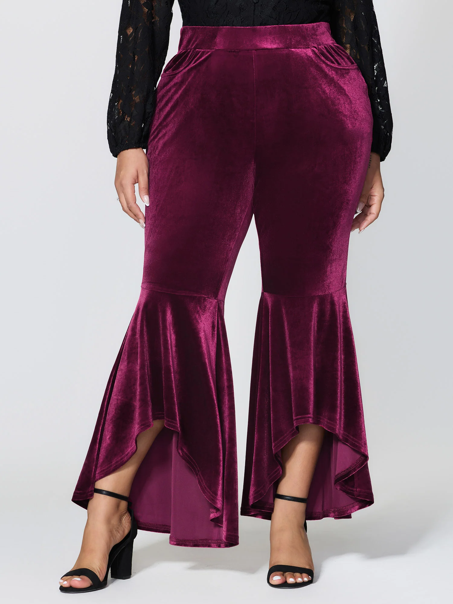 Satin Button Detail Ruffled Pants - Image 2