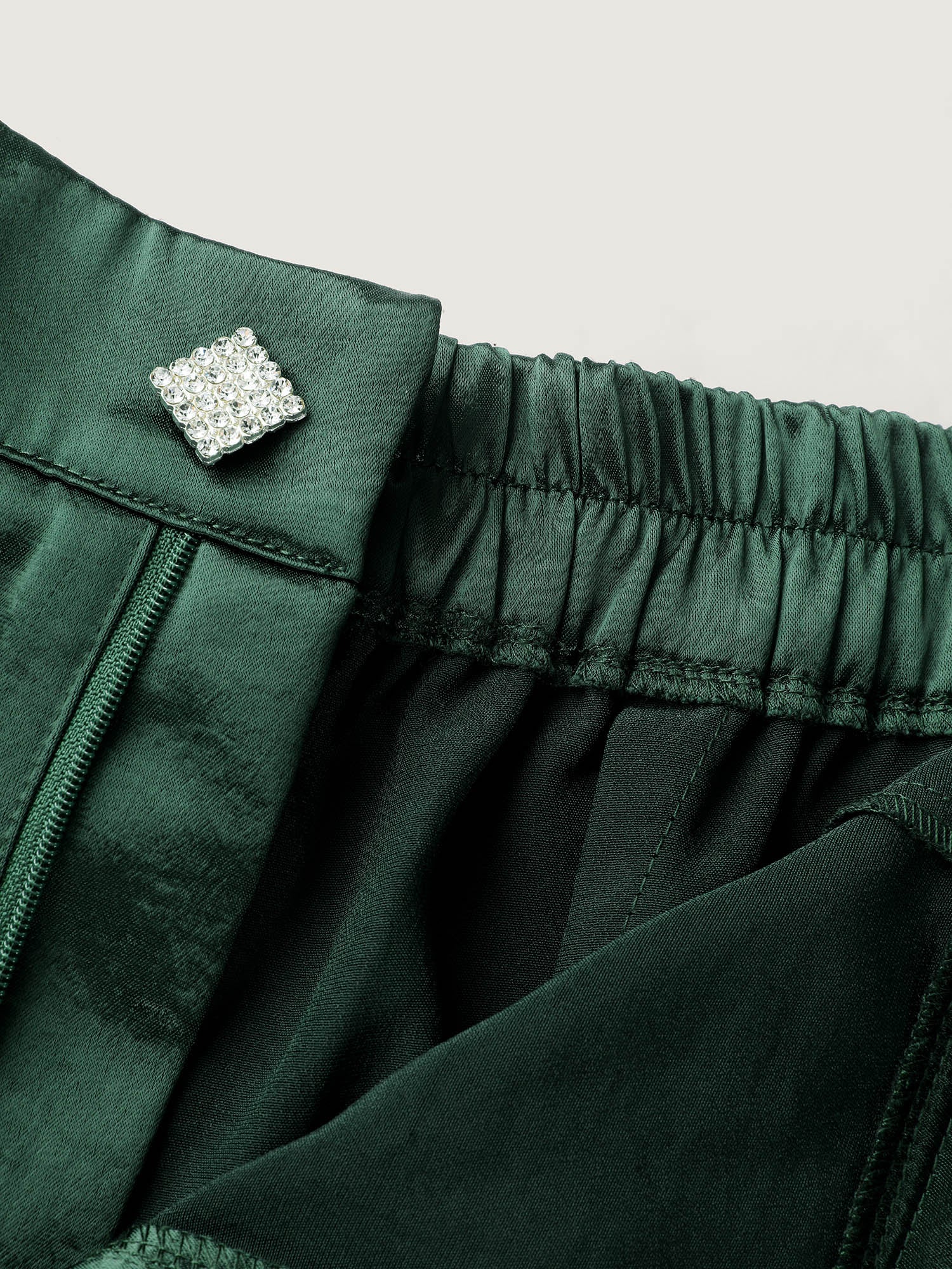 Satin Button Detail Straight-Leg Pants - Image 6