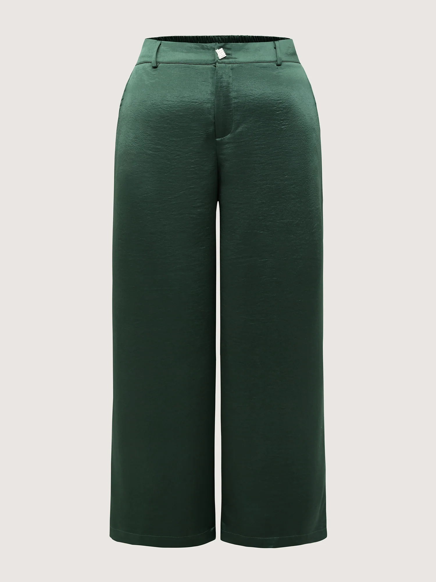 Satin Button Detail Straight-Leg Pants - Image 8