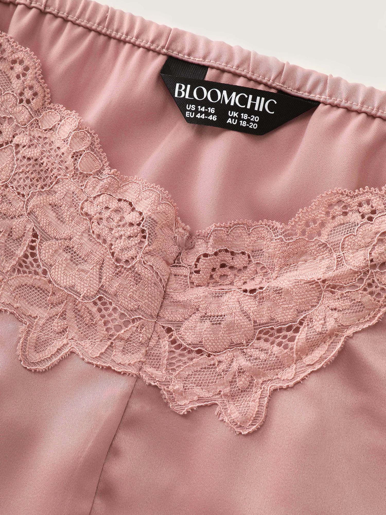 Satin Floral Lace Neckline Lounge Set - Image 11