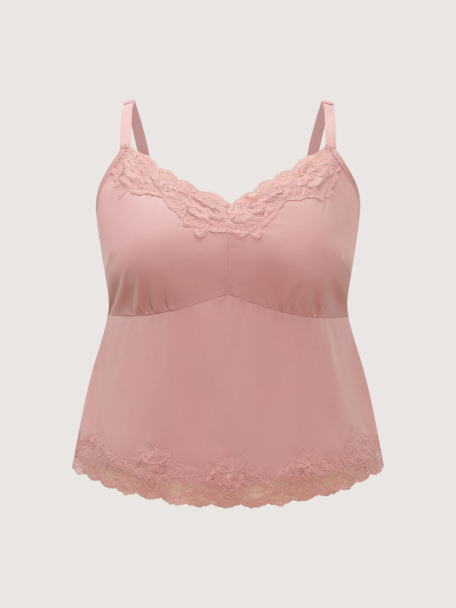 Satin Floral Lace Neckline Lounge Set - Image 8