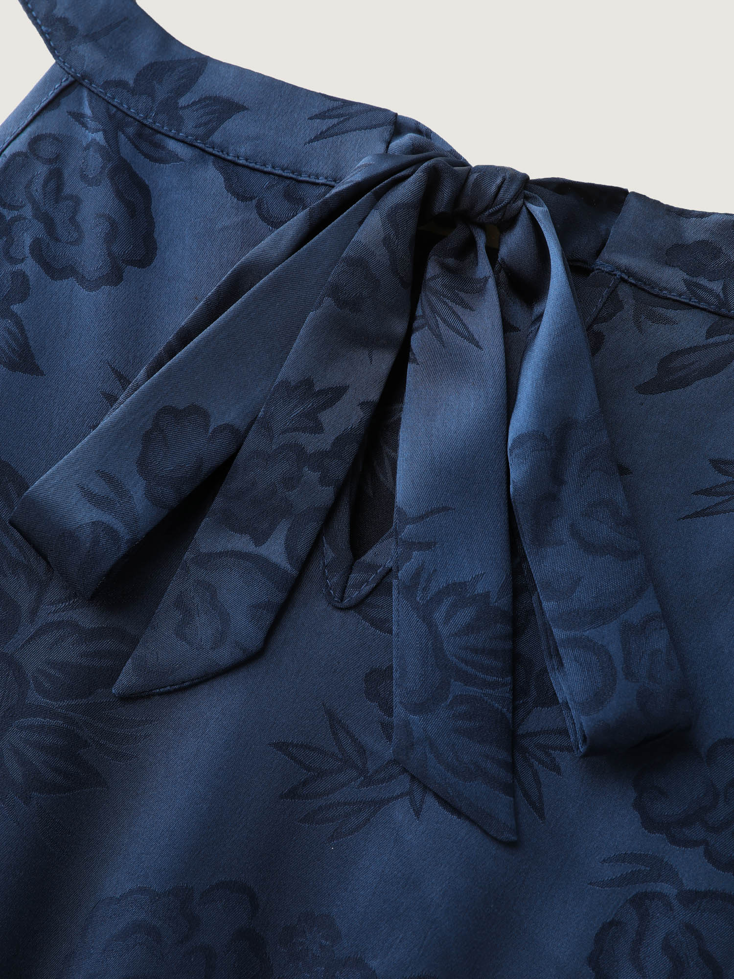 Satin Jacquard Asymmetrical Hem Midi Dress - Image 6