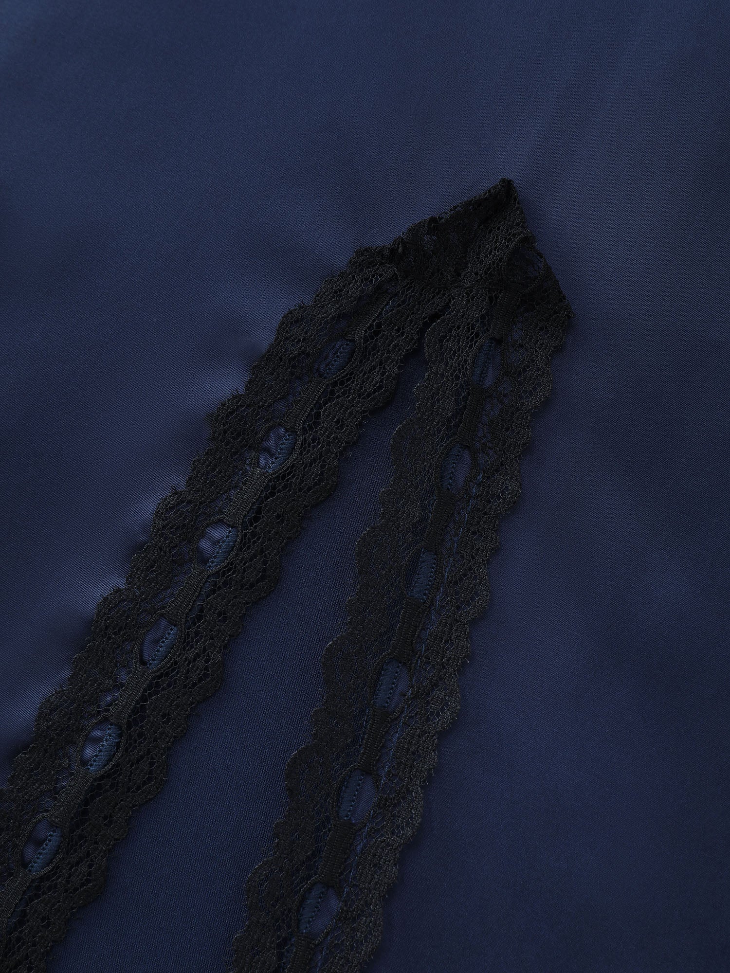 Satin Lace Trim V-Neck Lounge Dress - Image 6