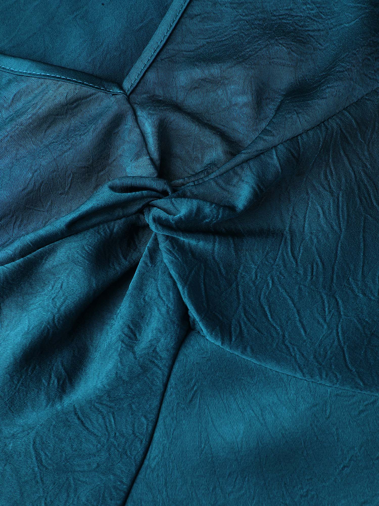 Satin-Like Ruched Sleeve Midi Dress - Image 5
