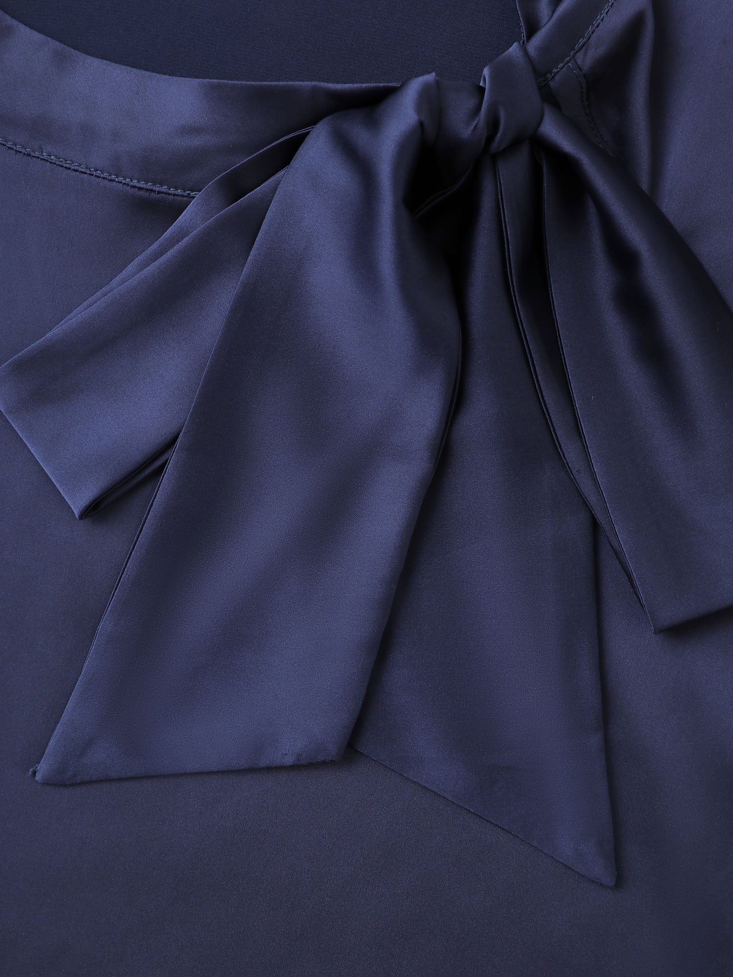 Satin Ribbon Knot Mock Neck Blouse - Image 5
