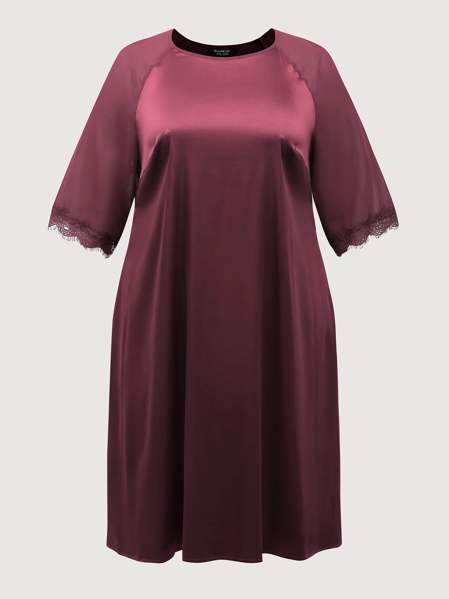 Satin Semi-Sheer Sleeve Pleated Nightgown - Image 7